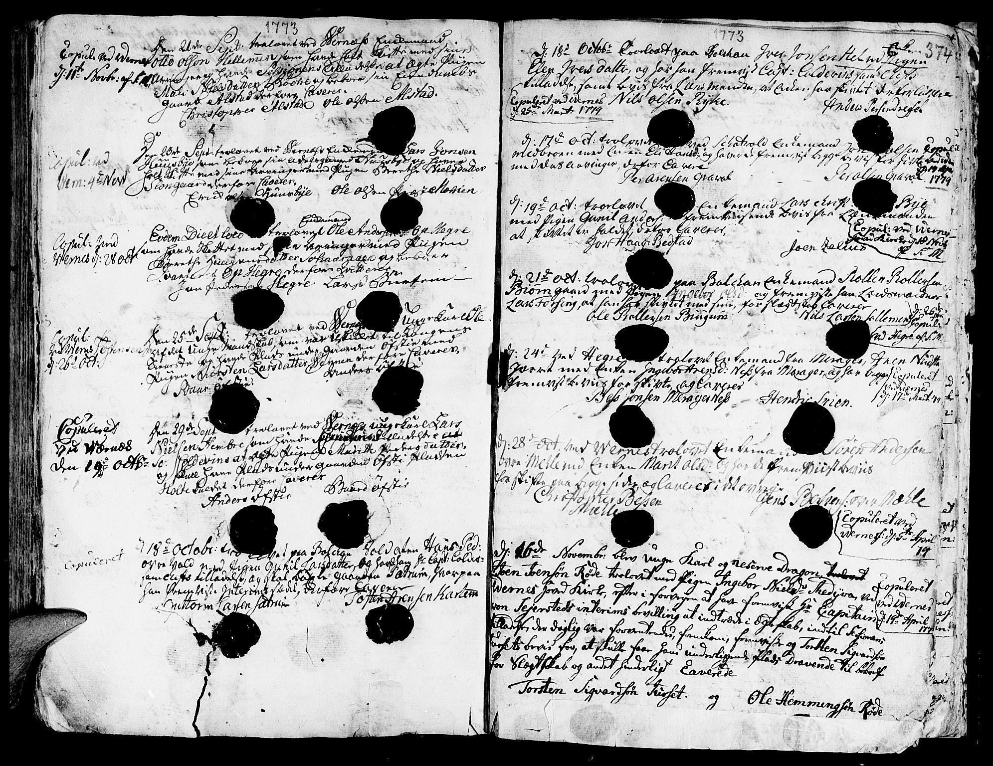 Ministerialprotokoller, klokkerbøker og fødselsregistre - Nord-Trøndelag, SAT/A-1458/709/L0057: Parish register (official) no. 709A05, 1755-1780, p. 374