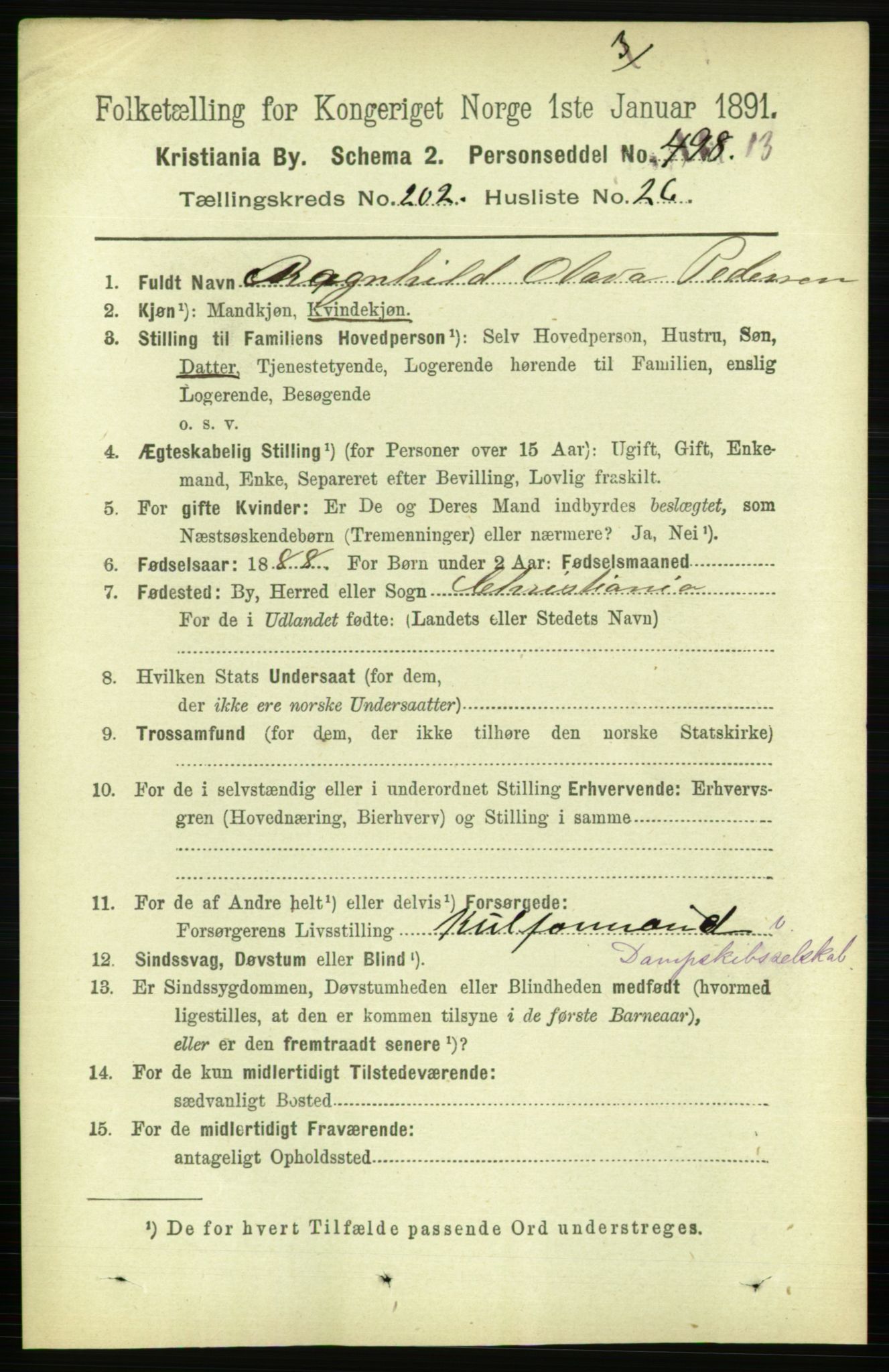 RA, 1891 census for 0301 Kristiania, 1891, p. 122026