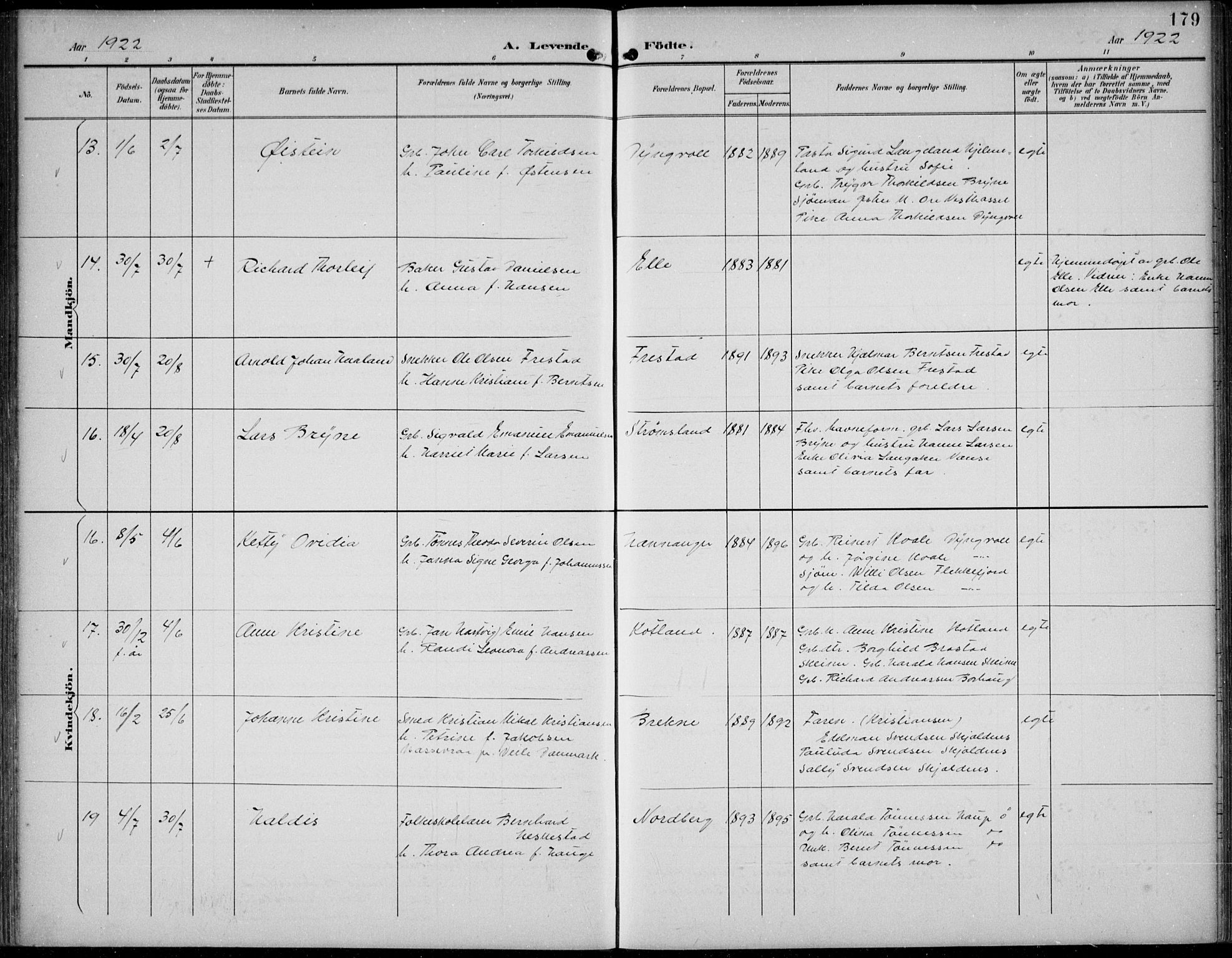 Lista sokneprestkontor, AV/SAK-1111-0027/F/Fb/L0005: Parish register (copy) no. B 5, 1892-1923, p. 179