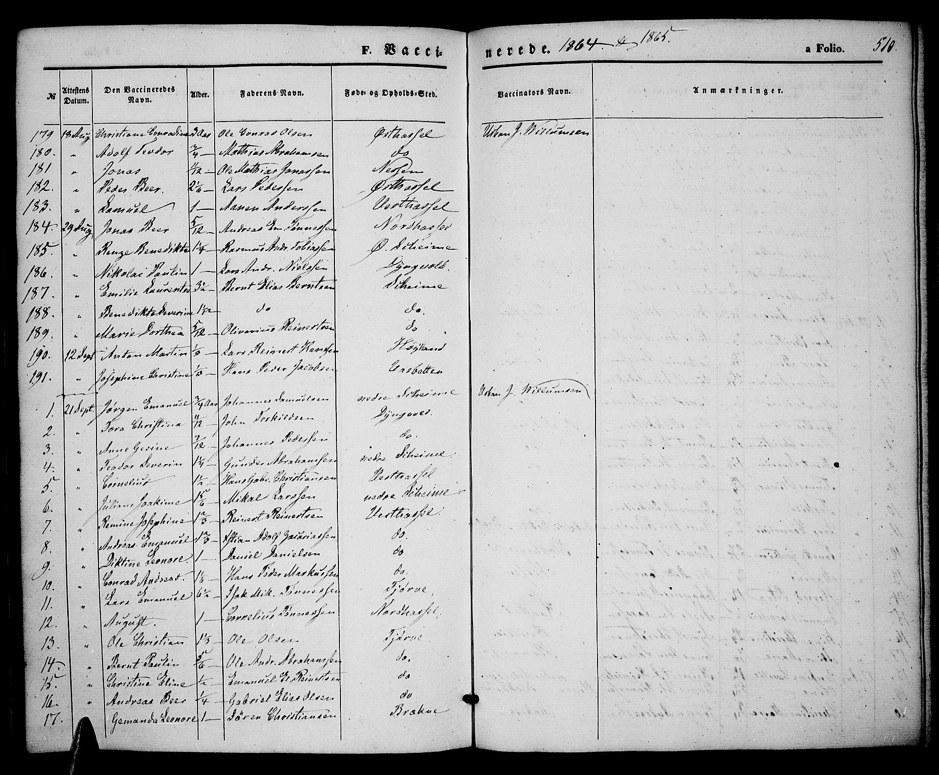 Lista sokneprestkontor, AV/SAK-1111-0027/F/Fb/L0003: Parish register (copy) no. B 3, 1862-1877, p. 510