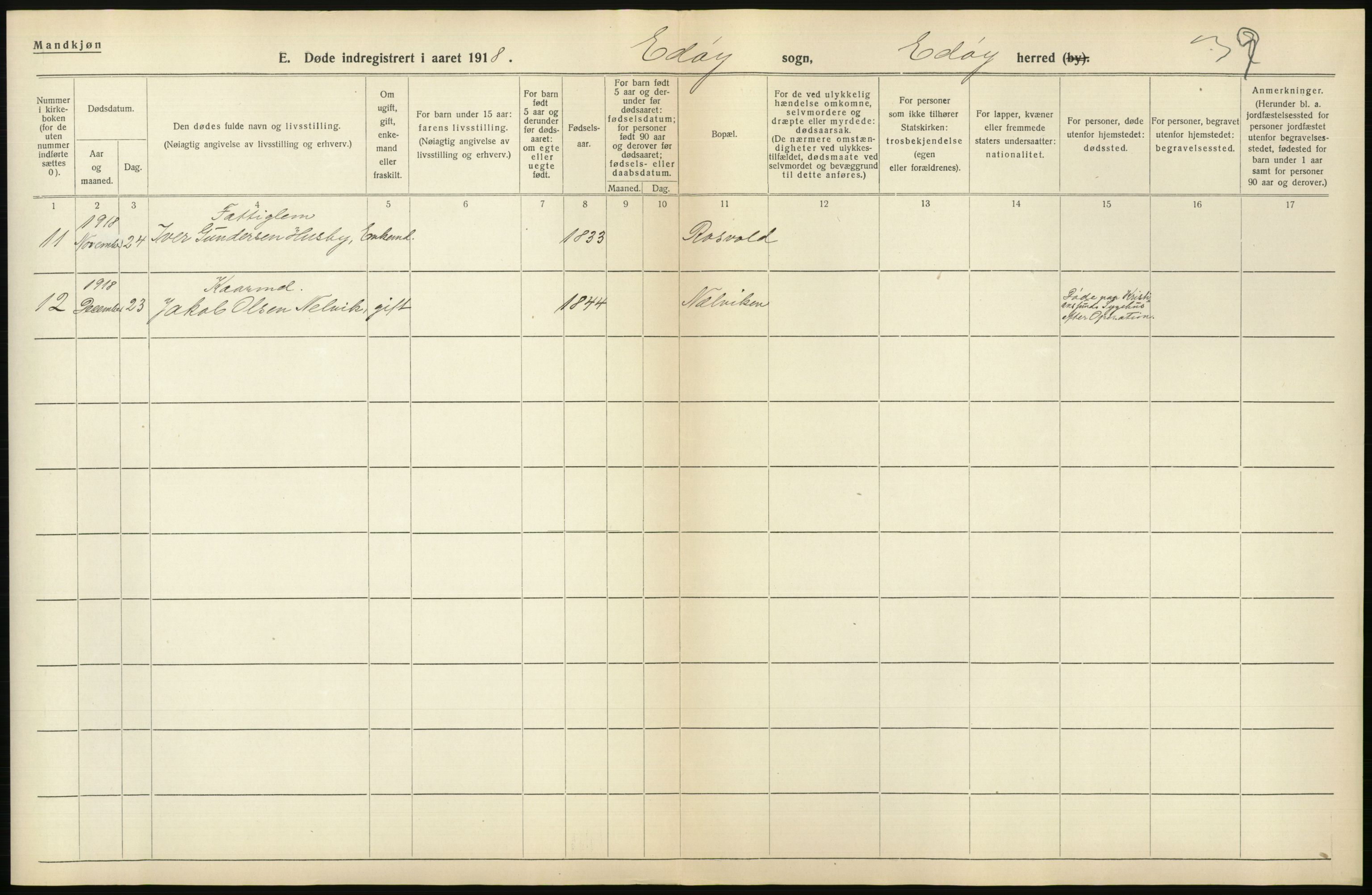 Statistisk sentralbyrå, Sosiodemografiske emner, Befolkning, AV/RA-S-2228/D/Df/Dfb/Dfbh/L0045: Møre fylke: Døde. Bygder og byer., 1918, p. 560