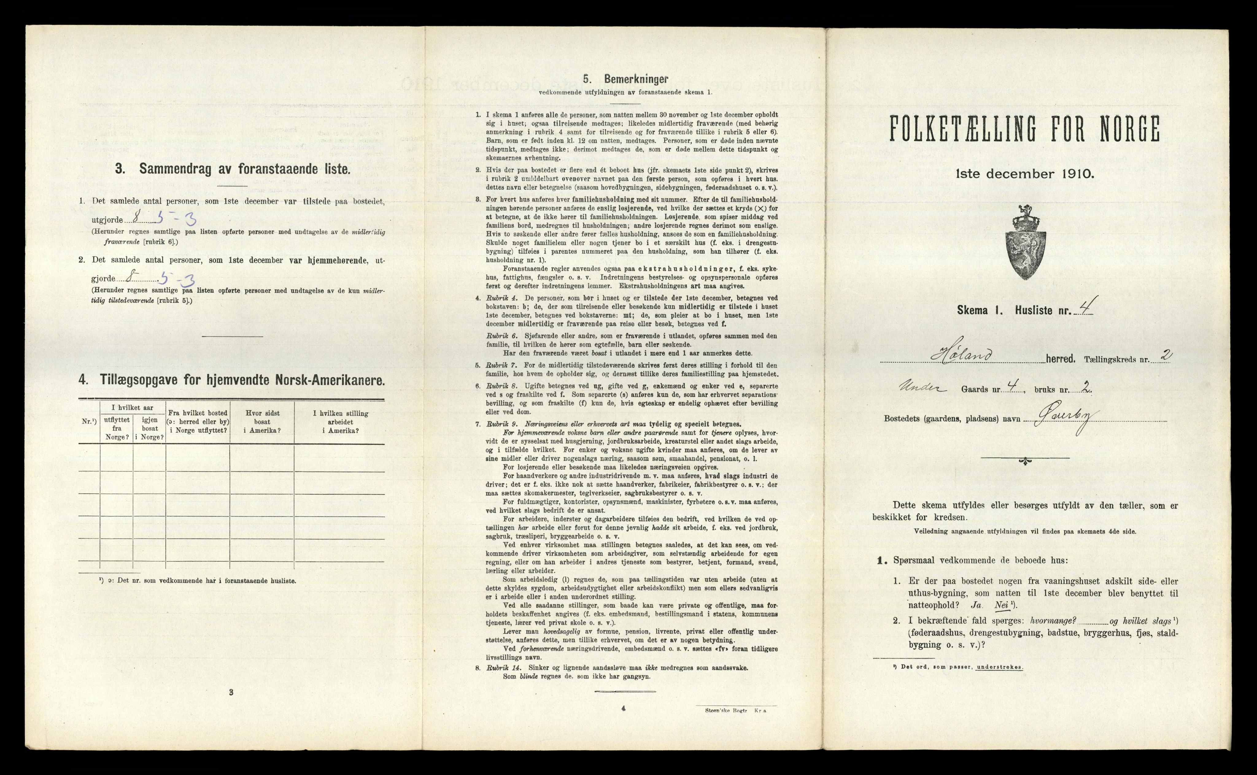 RA, 1910 census for Høland, 1910, p. 333