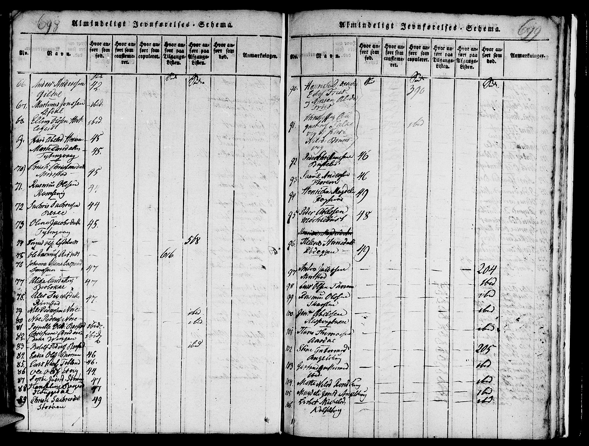 Davik sokneprestembete, AV/SAB-A-79701/H/Haa/Haaa/L0003: Parish register (official) no. A 3, 1816-1830, p. 698-699