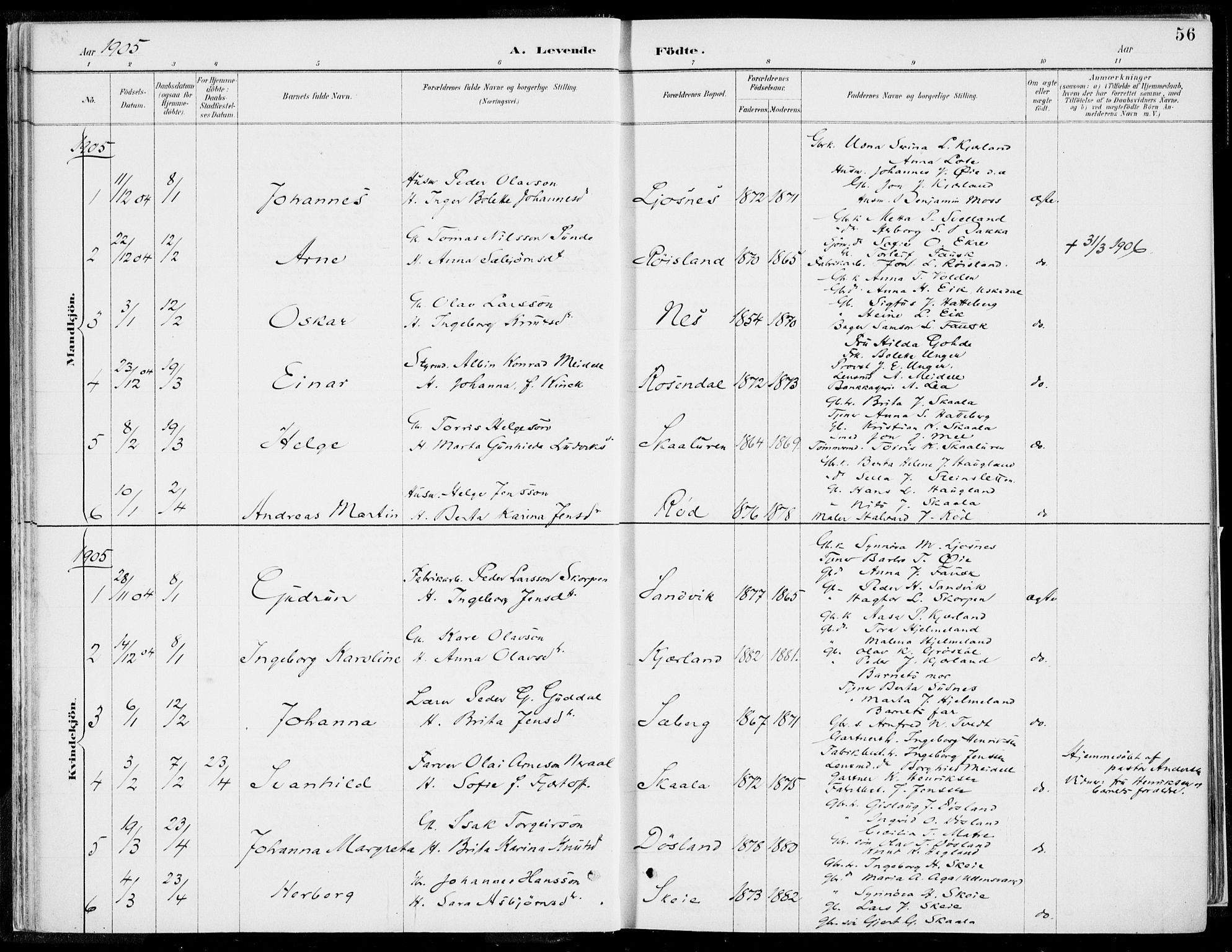 Kvinnherad sokneprestembete, SAB/A-76401/H/Haa: Parish register (official) no. B  1, 1887-1921, p. 56