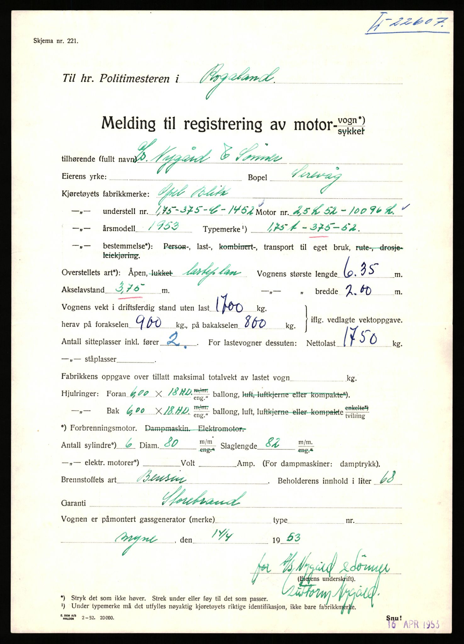 Stavanger trafikkstasjon, AV/SAST-A-101942/0/F/L0039: L-22300 - L-22799, 1930-1971, p. 1315