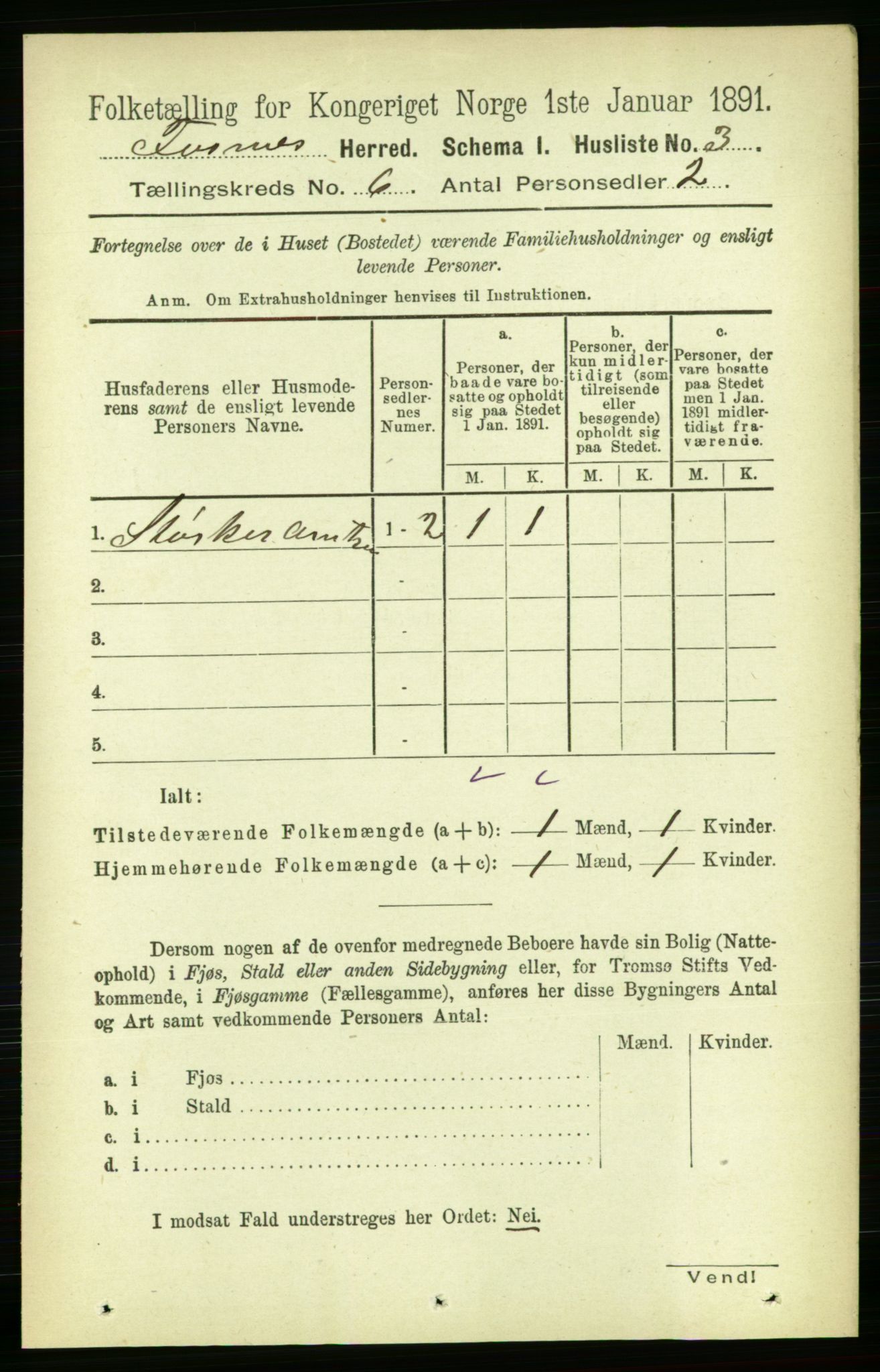 RA, 1891 census for 1748 Fosnes, 1891, p. 2722