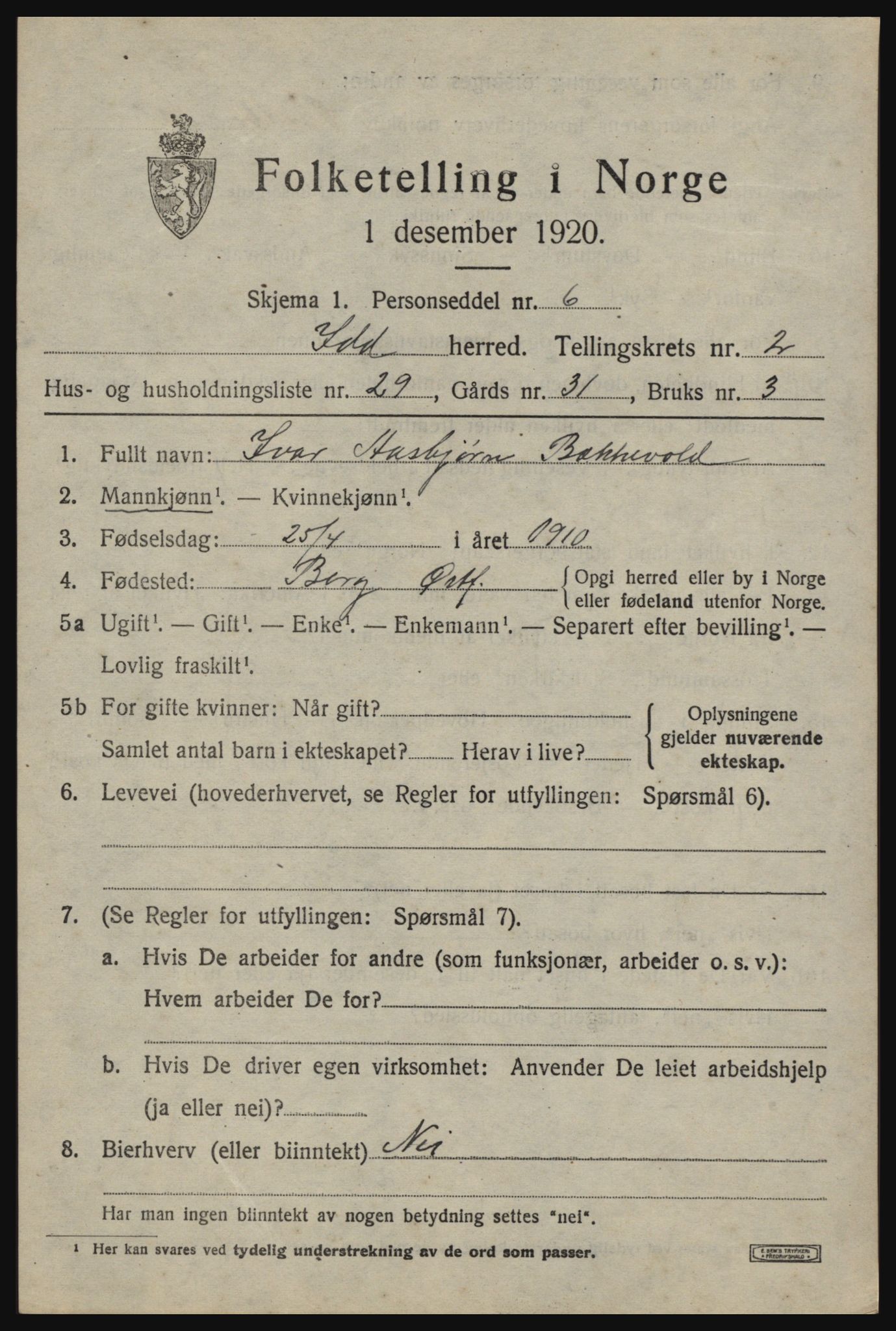 SAO, 1920 census for Idd, 1920, p. 2686