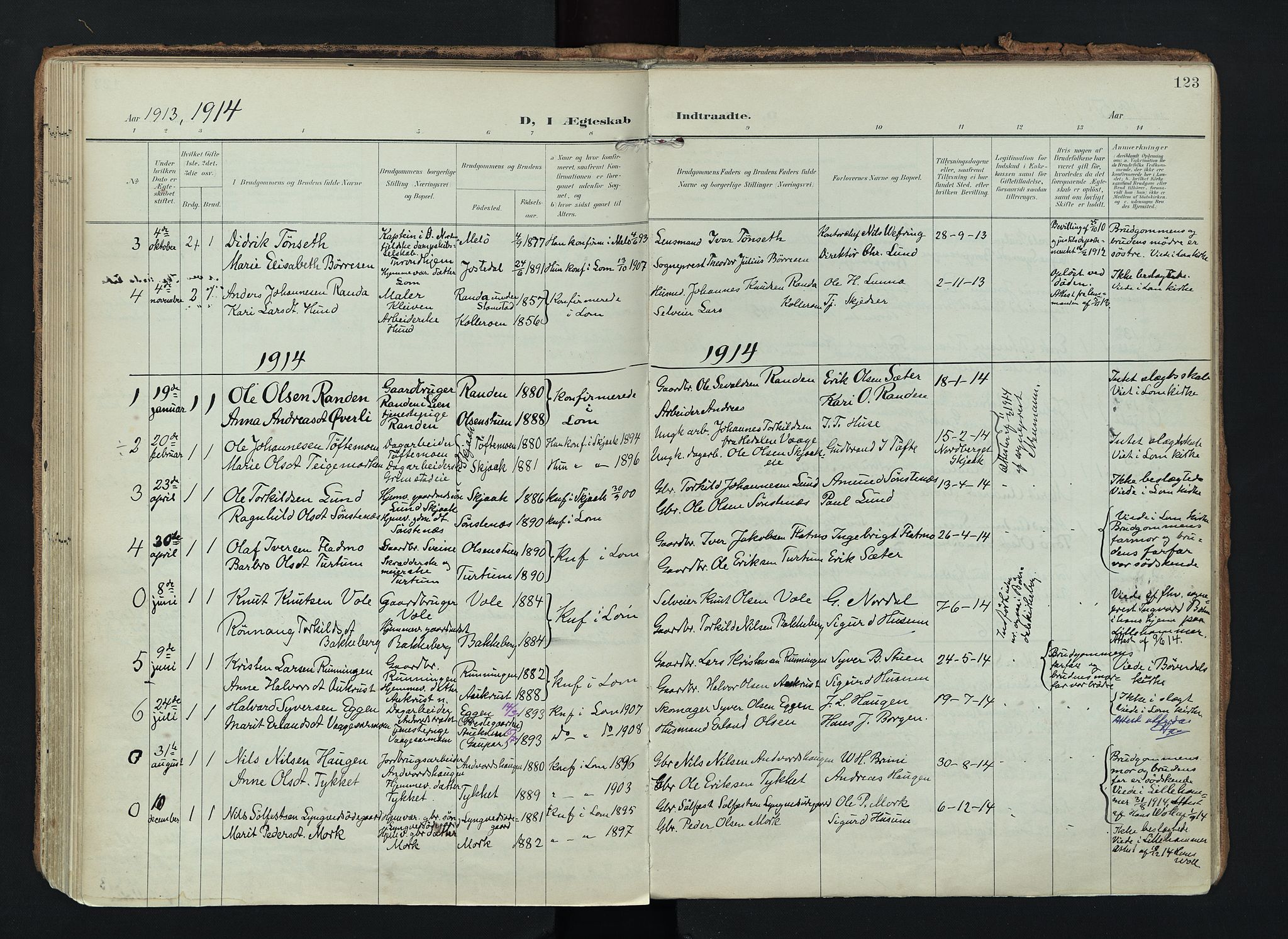 Lom prestekontor, SAH/PREST-070/K/L0010: Parish register (official) no. 10, 1899-1926, p. 123