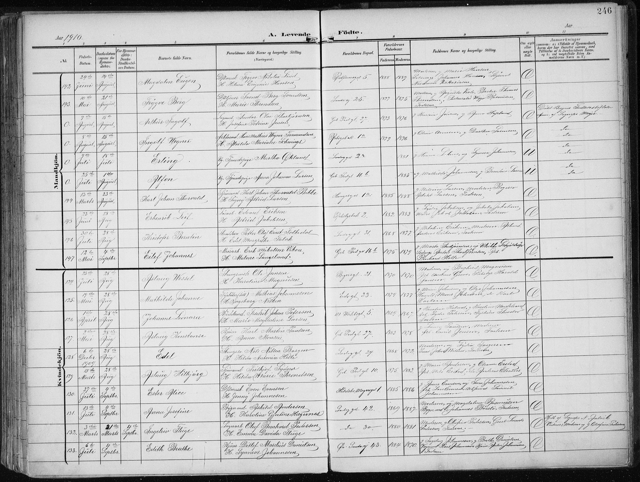 Sandviken Sokneprestembete, SAB/A-77601/H/Ha/L0006: Parish register (official) no. B 3, 1901-1912, p. 246