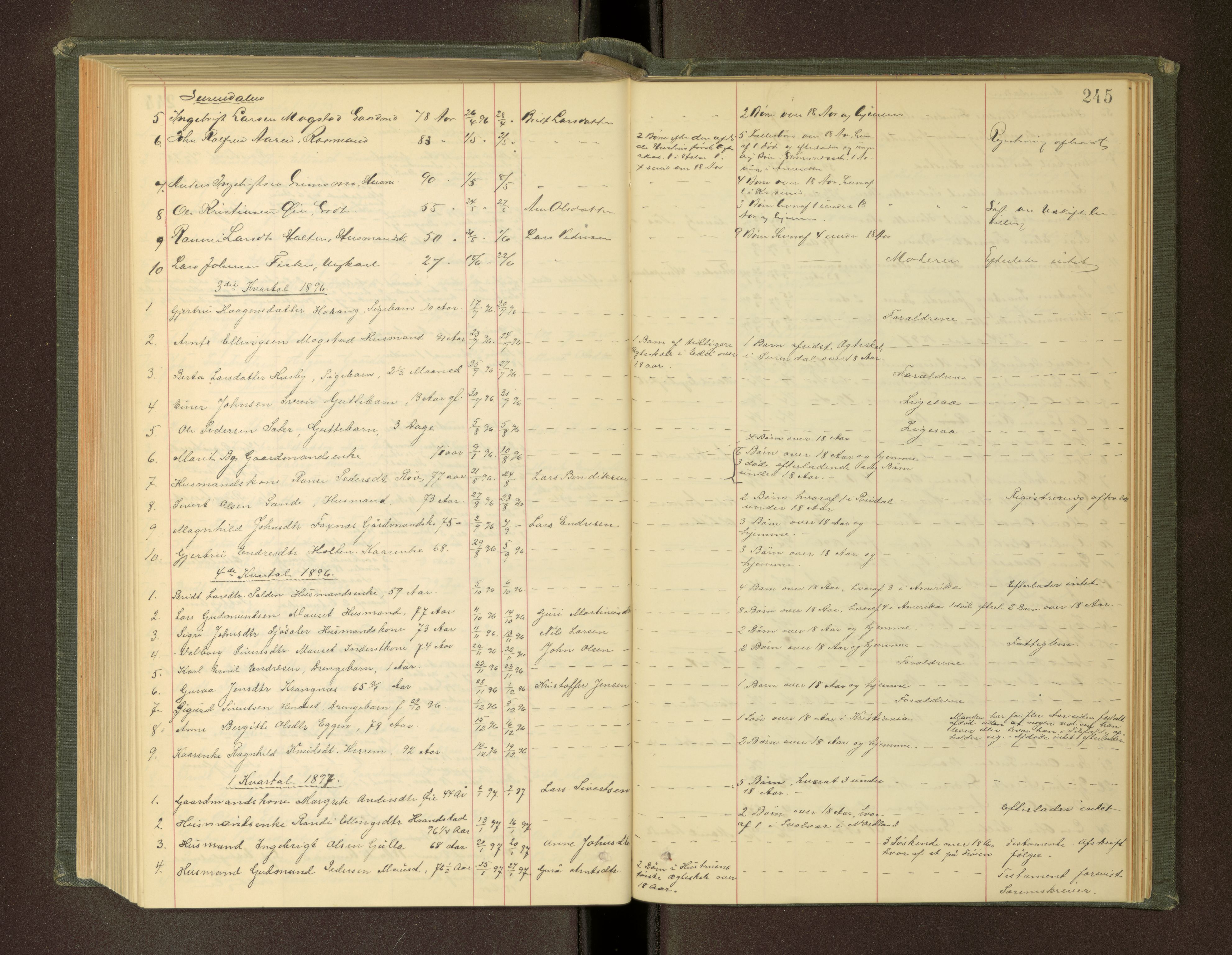 Nordmøre sorenskriveri, AV/SAT-A-4132/1/3/3L/L0003: Dødsfallsprotokoll, 1883-1897, p. 245