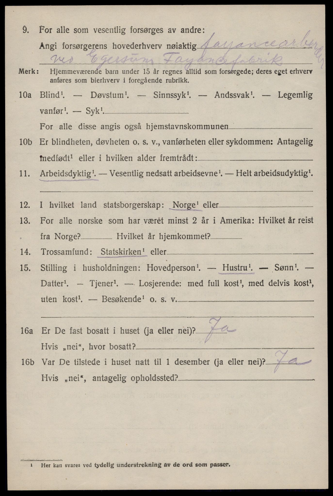 SAST, 1920 census for Eigersund, 1920, p. 5800