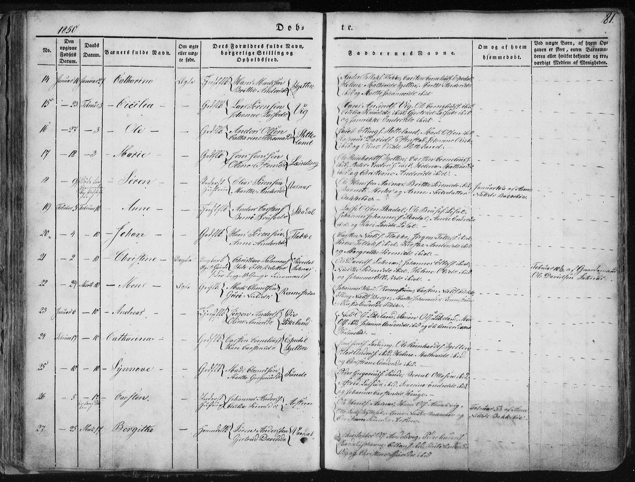Fjaler sokneprestembete, SAB/A-79801/H/Haa/Haaa/L0006: Parish register (official) no. A 6, 1835-1884, p. 81