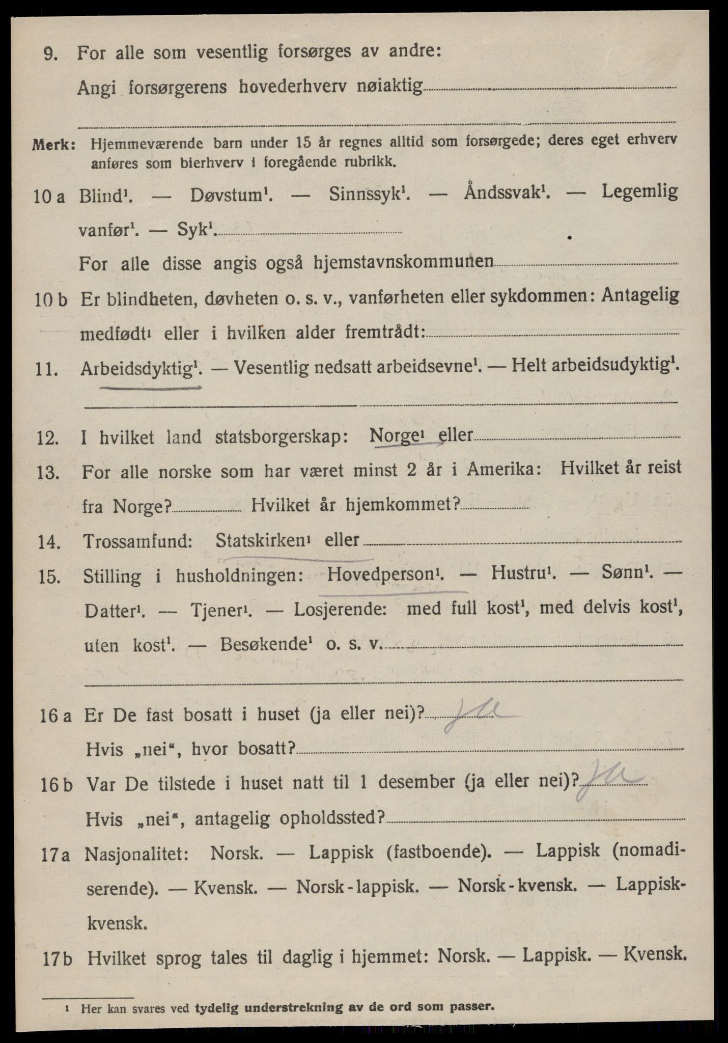 SAT, 1920 census for Orkanger, 1920, p. 2110