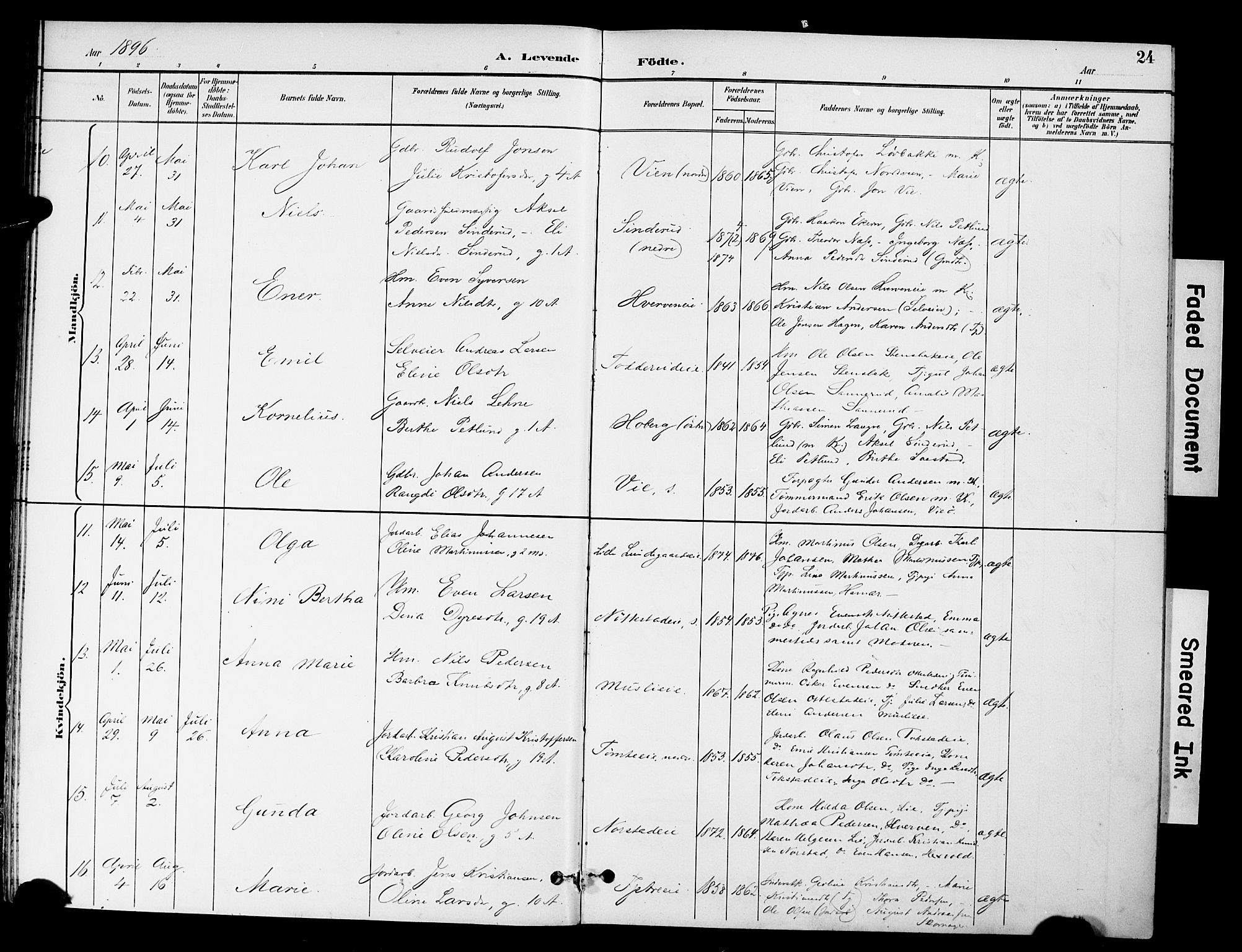 Stange prestekontor, AV/SAH-PREST-002/K/L0021: Parish register (official) no. 21, 1891-1902, p. 24