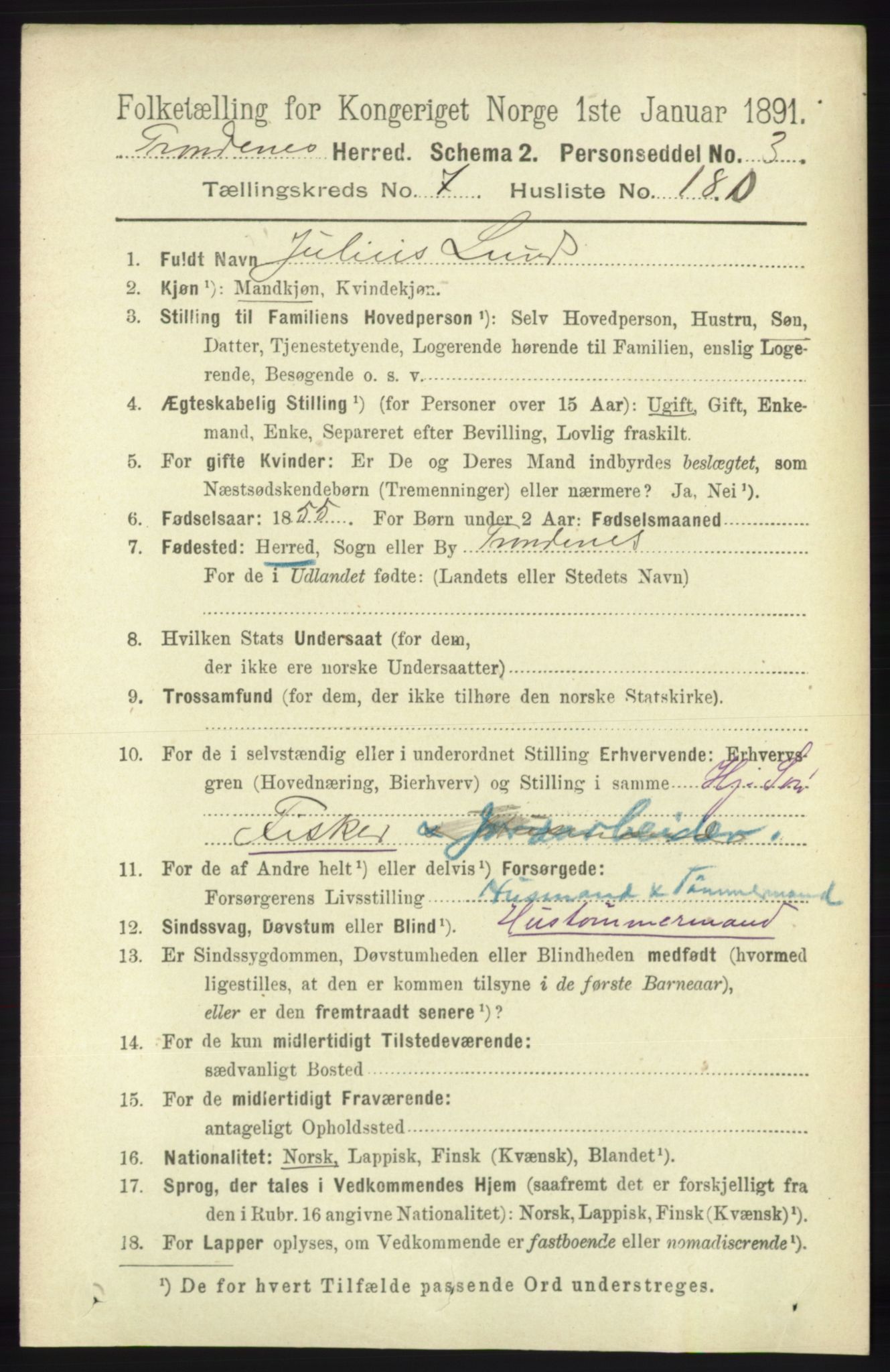 RA, 1891 census for 1914 Trondenes, 1891, p. 5675