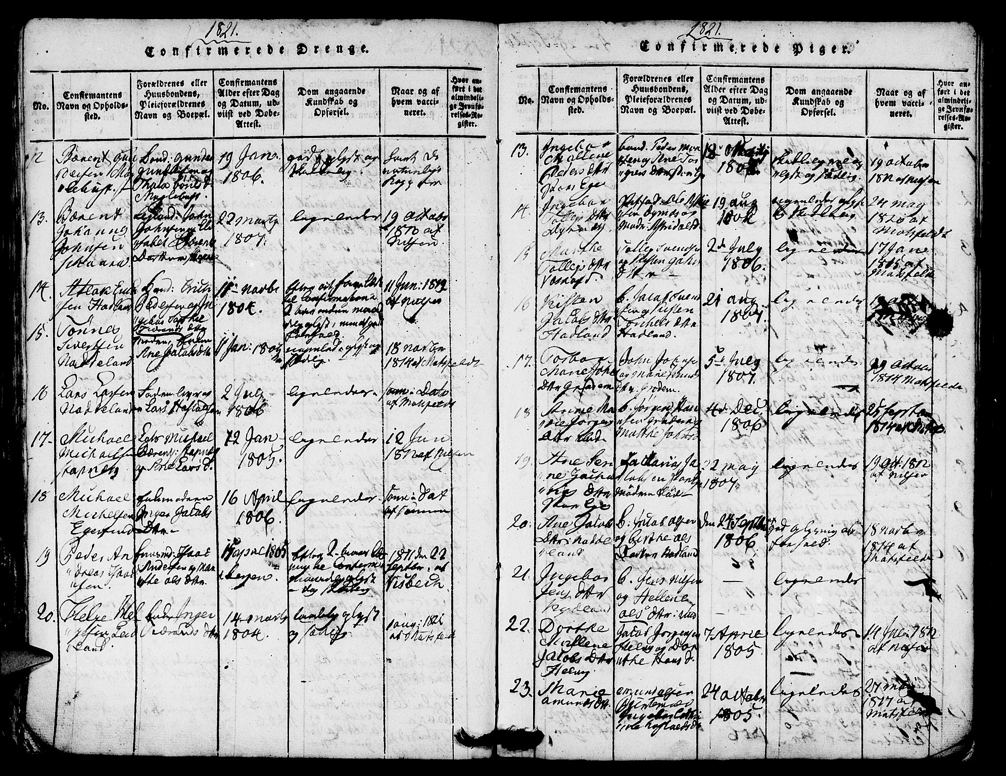 Eigersund sokneprestkontor, AV/SAST-A-101807/S08/L0007: Parish register (official) no. A 7, 1815-1827