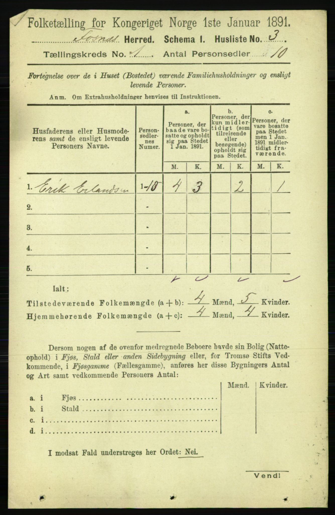 RA, 1891 census for 1748 Fosnes, 1891, p. 26