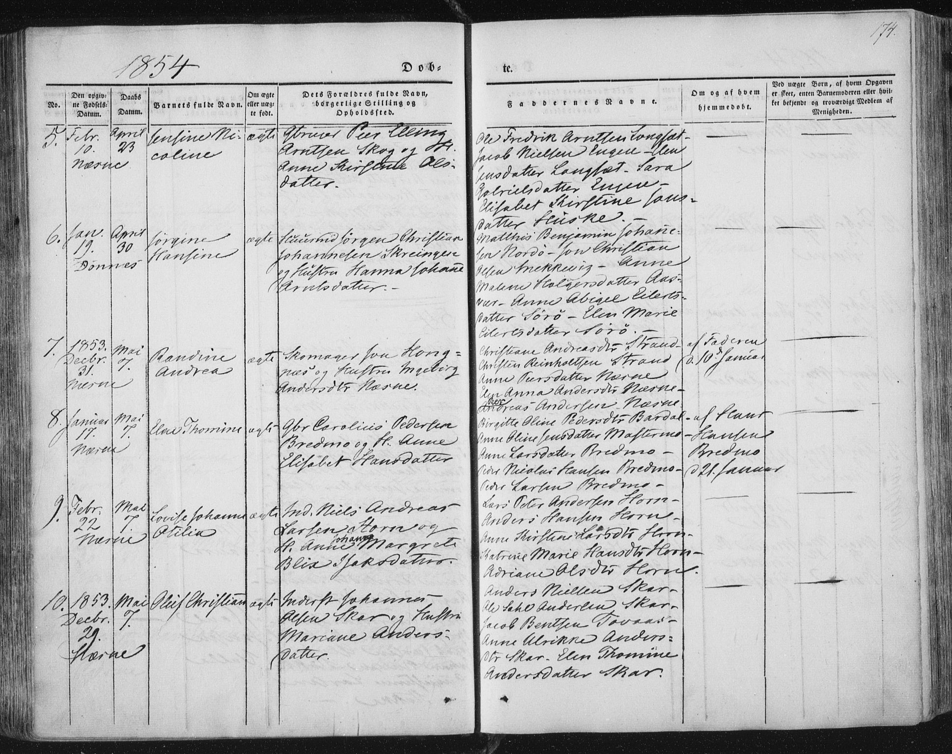 Ministerialprotokoller, klokkerbøker og fødselsregistre - Nordland, AV/SAT-A-1459/838/L0549: Parish register (official) no. 838A07, 1840-1854, p. 174