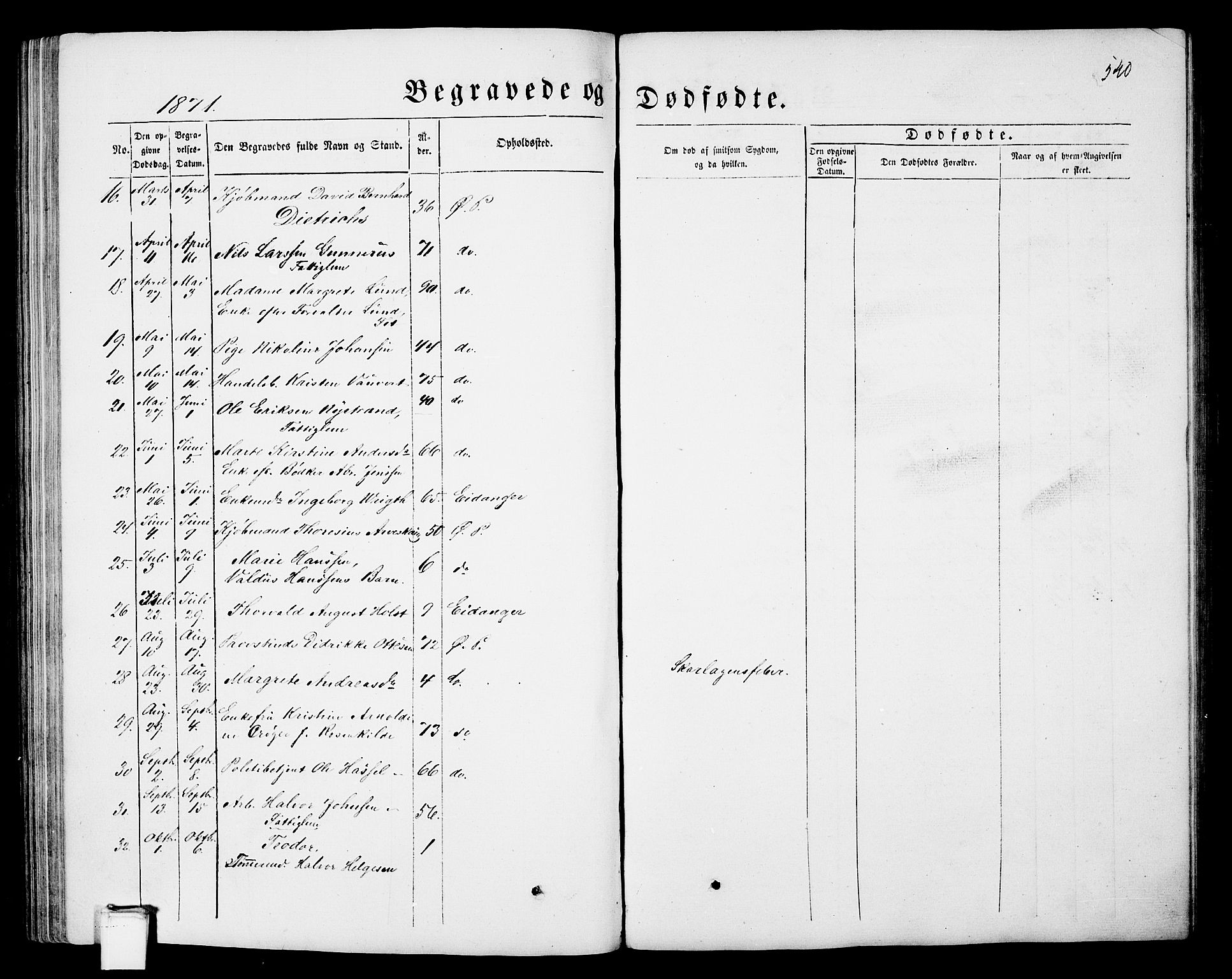 Porsgrunn kirkebøker , SAKO/A-104/G/Gb/L0004: Parish register (copy) no. II 4, 1853-1882, p. 540