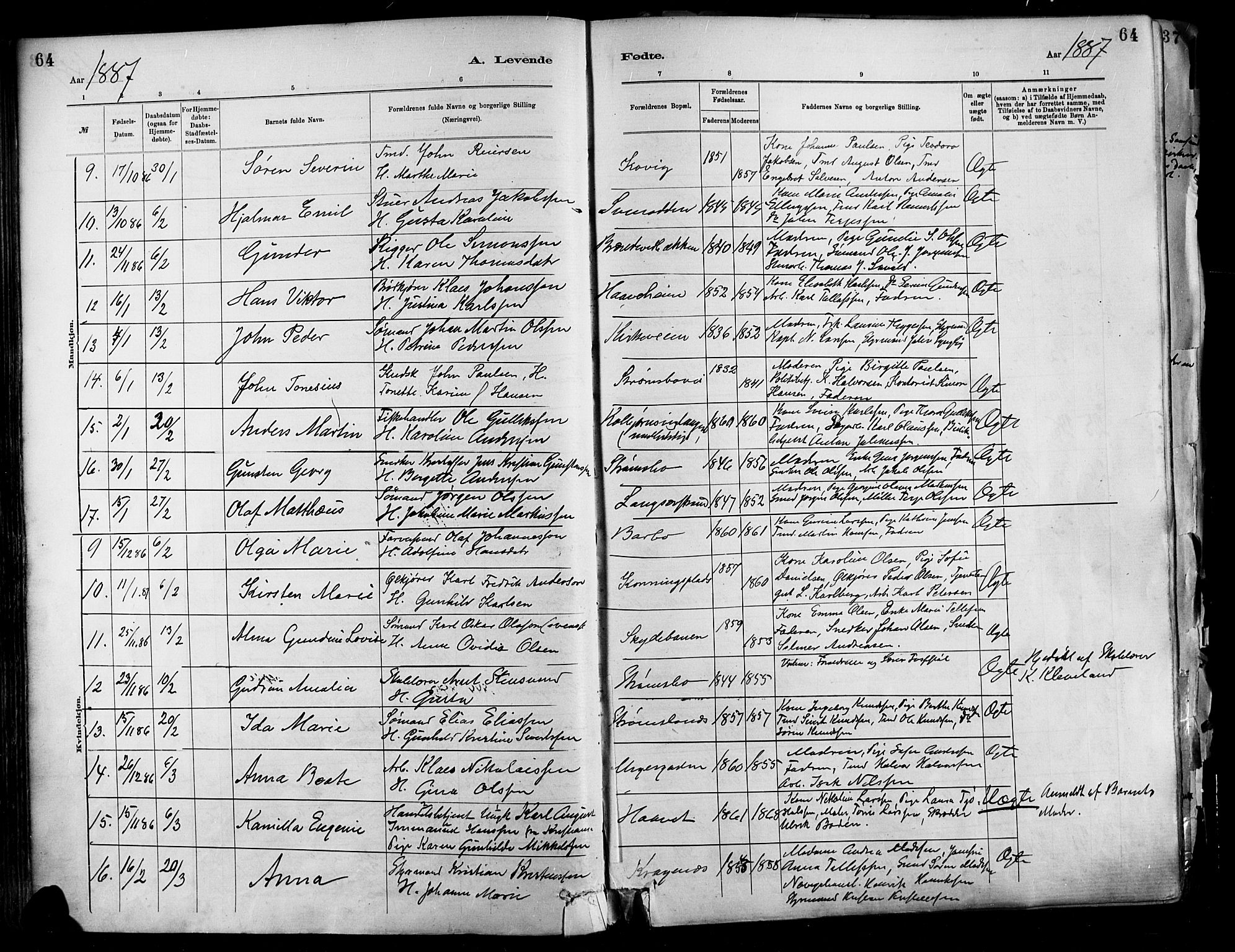 Barbu sokneprestkontor, SAK/1111-0003/F/Fa/L0002: Parish register (official) no. A 2, 1883-1898, p. 64