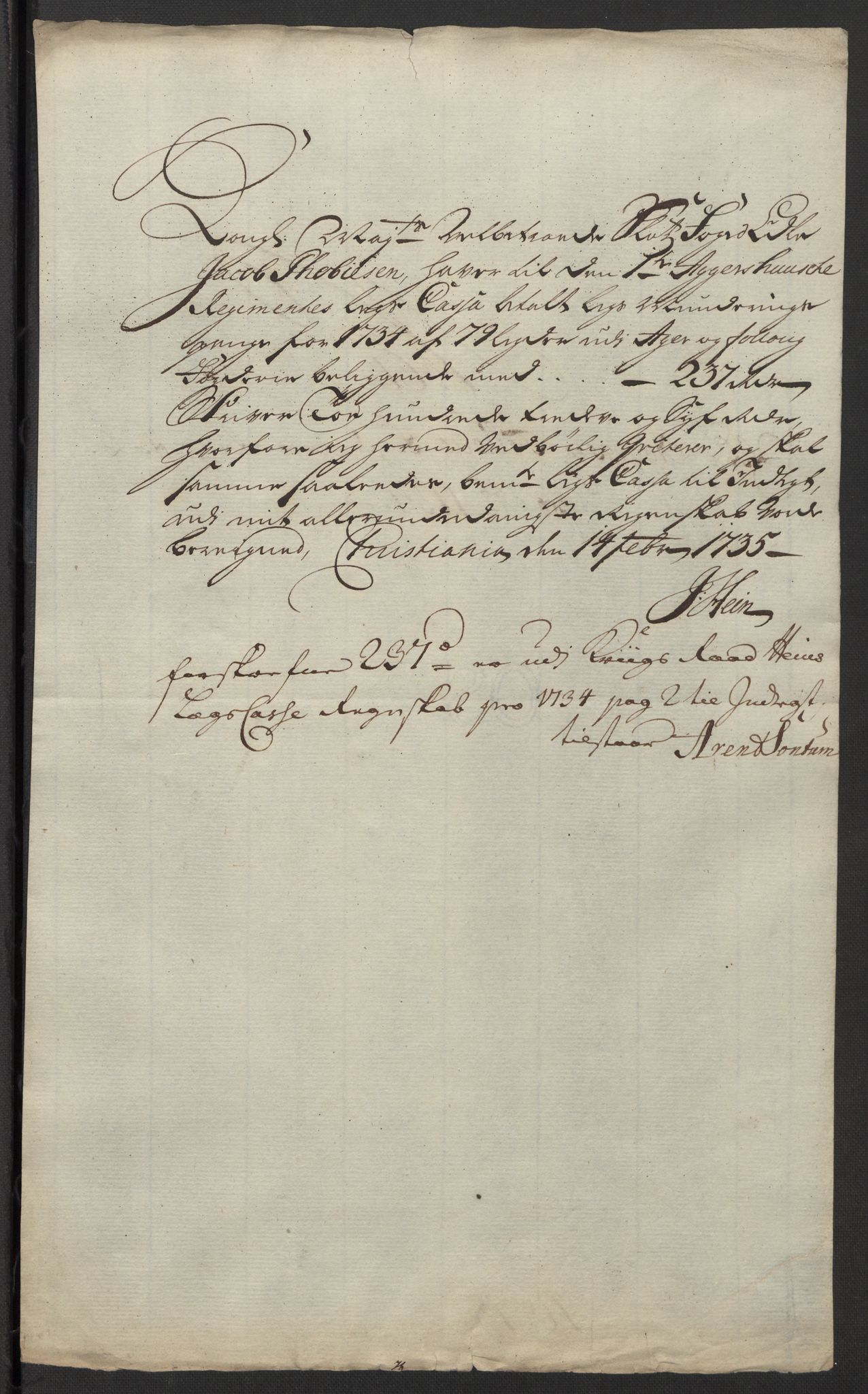 Rentekammeret inntil 1814, Reviderte regnskaper, Fogderegnskap, AV/RA-EA-4092/R10/L0473: Fogderegnskap Aker og Follo, 1734, p. 244