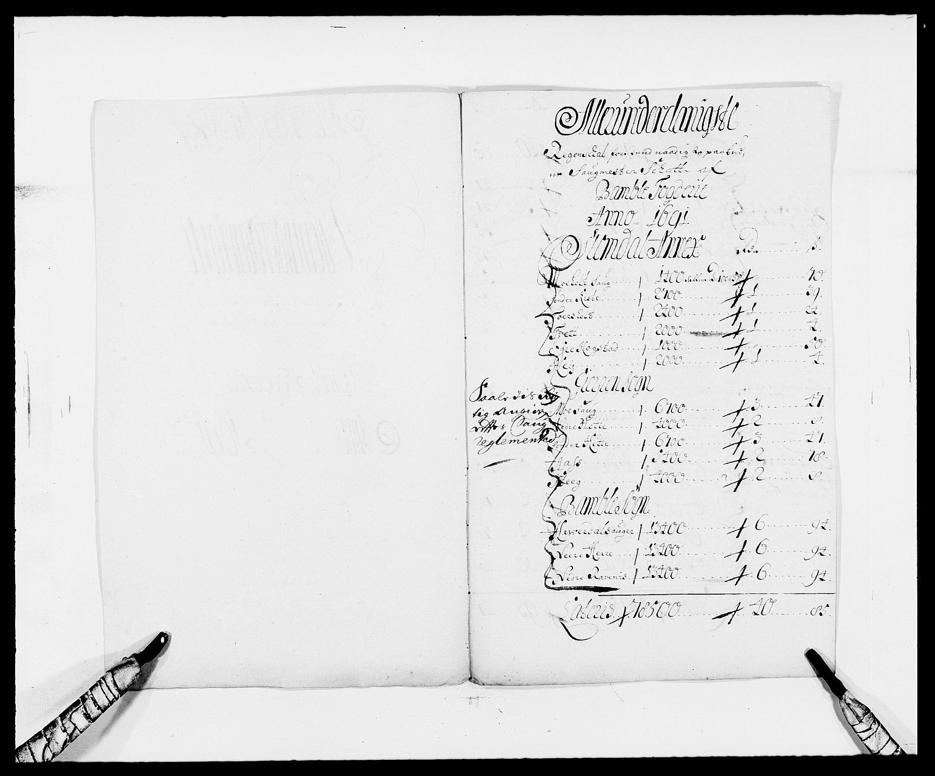 Rentekammeret inntil 1814, Reviderte regnskaper, Fogderegnskap, RA/EA-4092/R34/L2051: Fogderegnskap Bamble, 1688-1691, p. 192