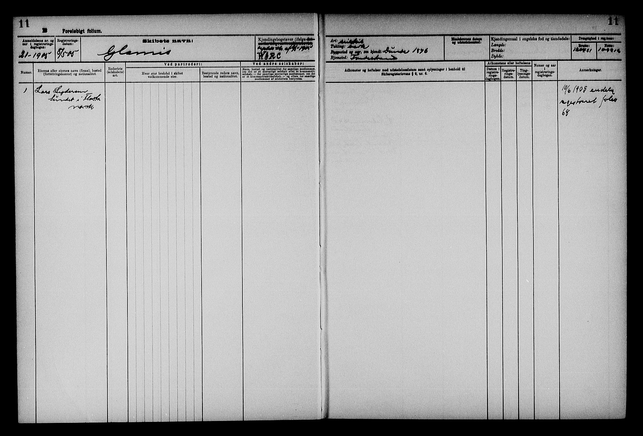Holt sorenskriveri, AV/SAK-1221-0002/G/Gf/L0003: Mortgage register no. 31, 1903-1965, p. 11