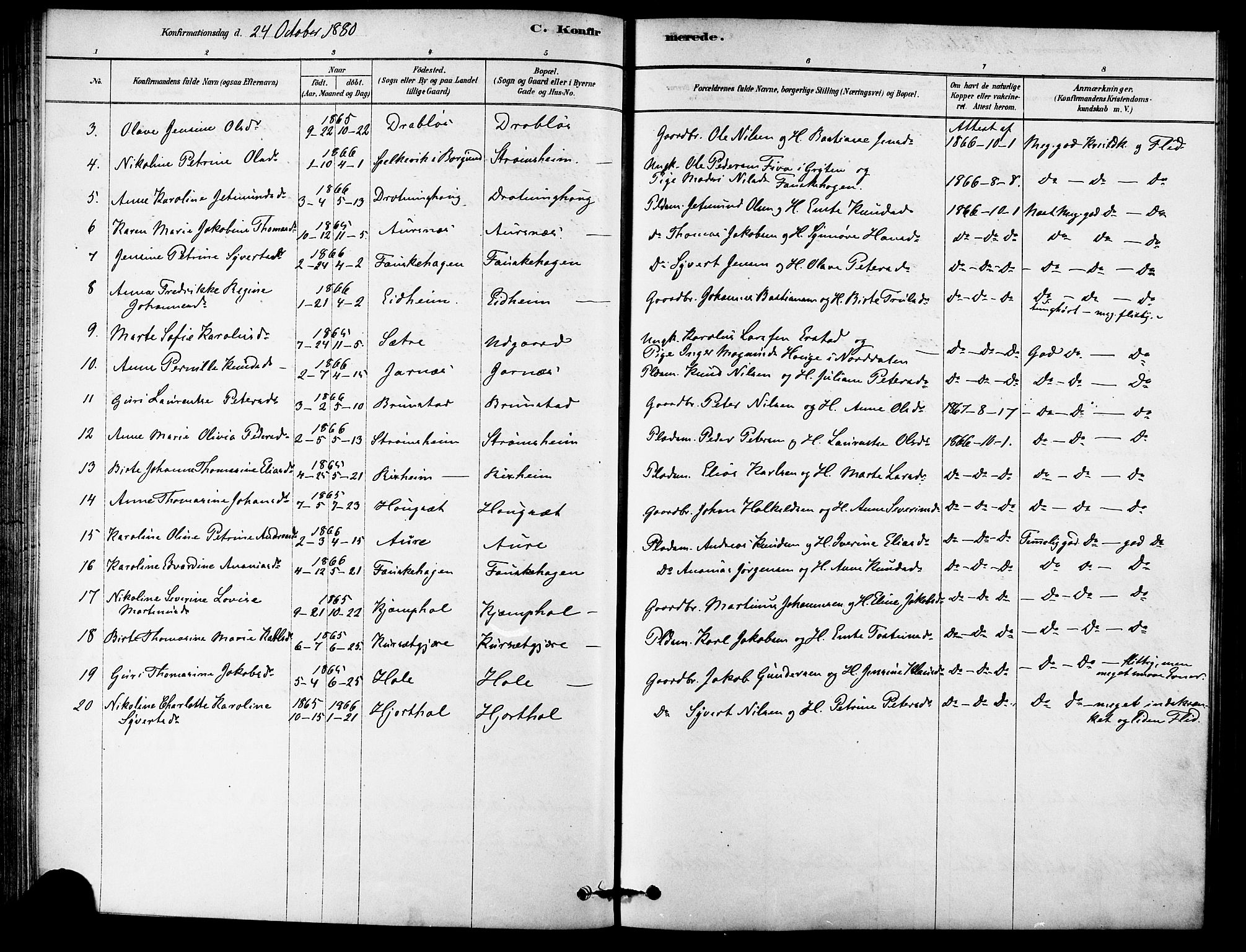 Ministerialprotokoller, klokkerbøker og fødselsregistre - Møre og Romsdal, AV/SAT-A-1454/523/L0334: Parish register (official) no. 523A01, 1878-1891