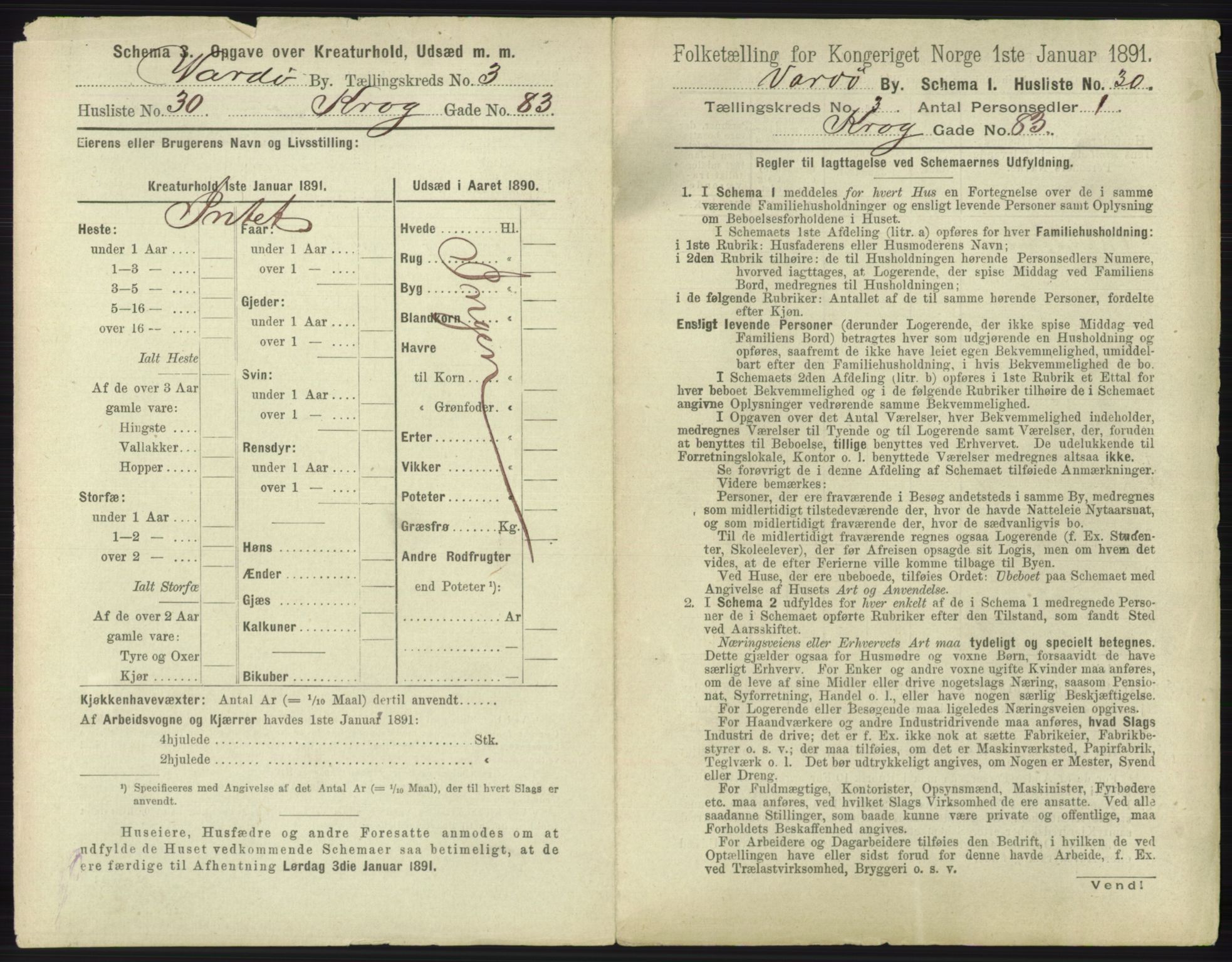 RA, 1891 census for 2002 Vardø, 1891, p. 1539