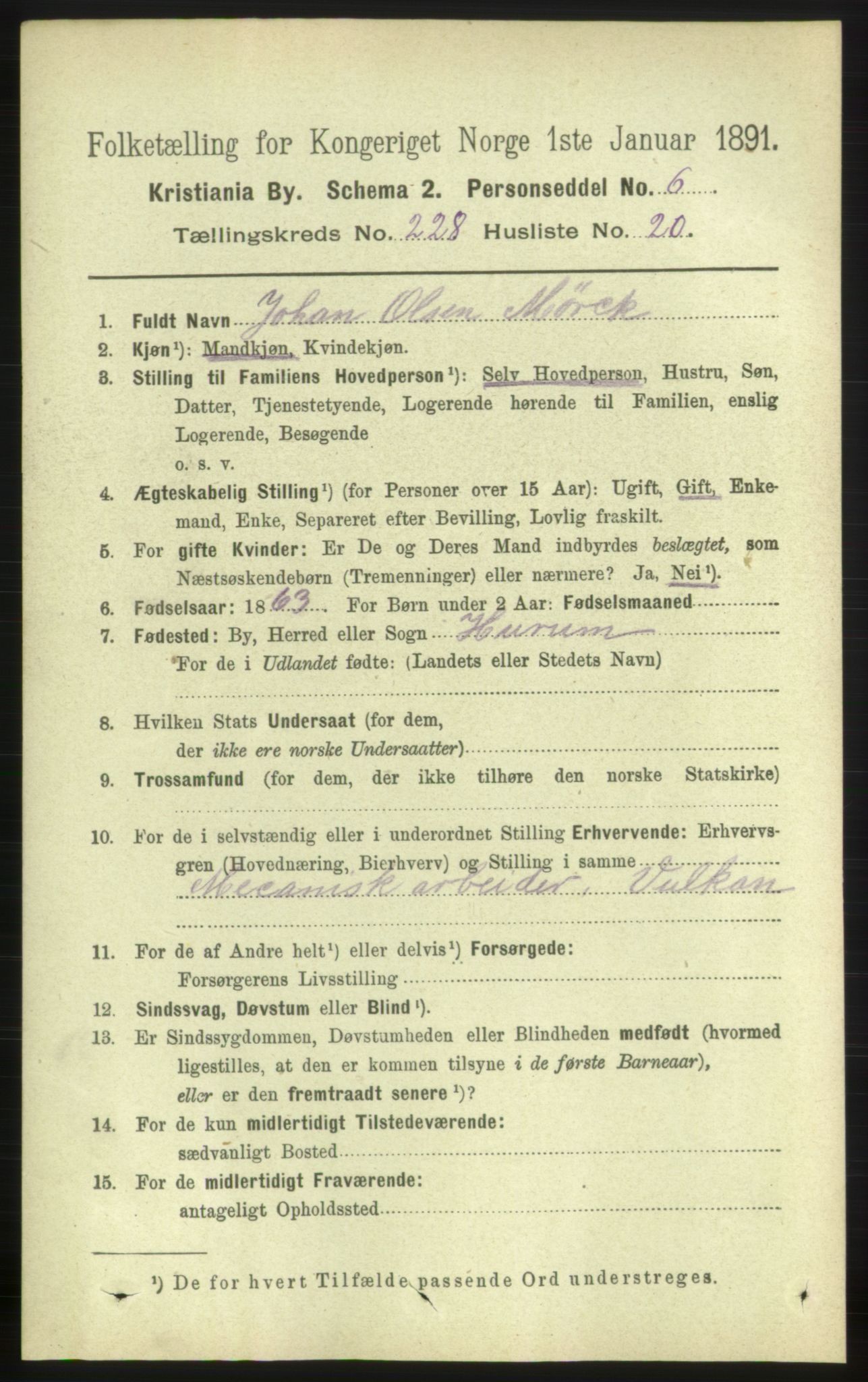RA, 1891 census for 0301 Kristiania, 1891, p. 140076