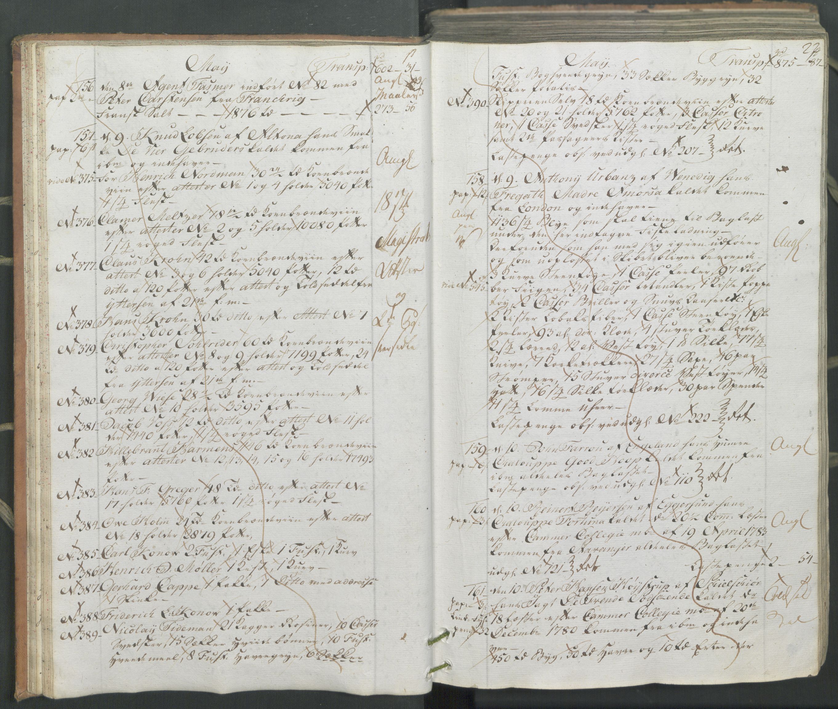 Generaltollkammeret, tollregnskaper, AV/RA-EA-5490/R26/L0222/0001: Tollregnskaper Bergen A / Inngående hovedtollbok, 1786, p. 21b-22a