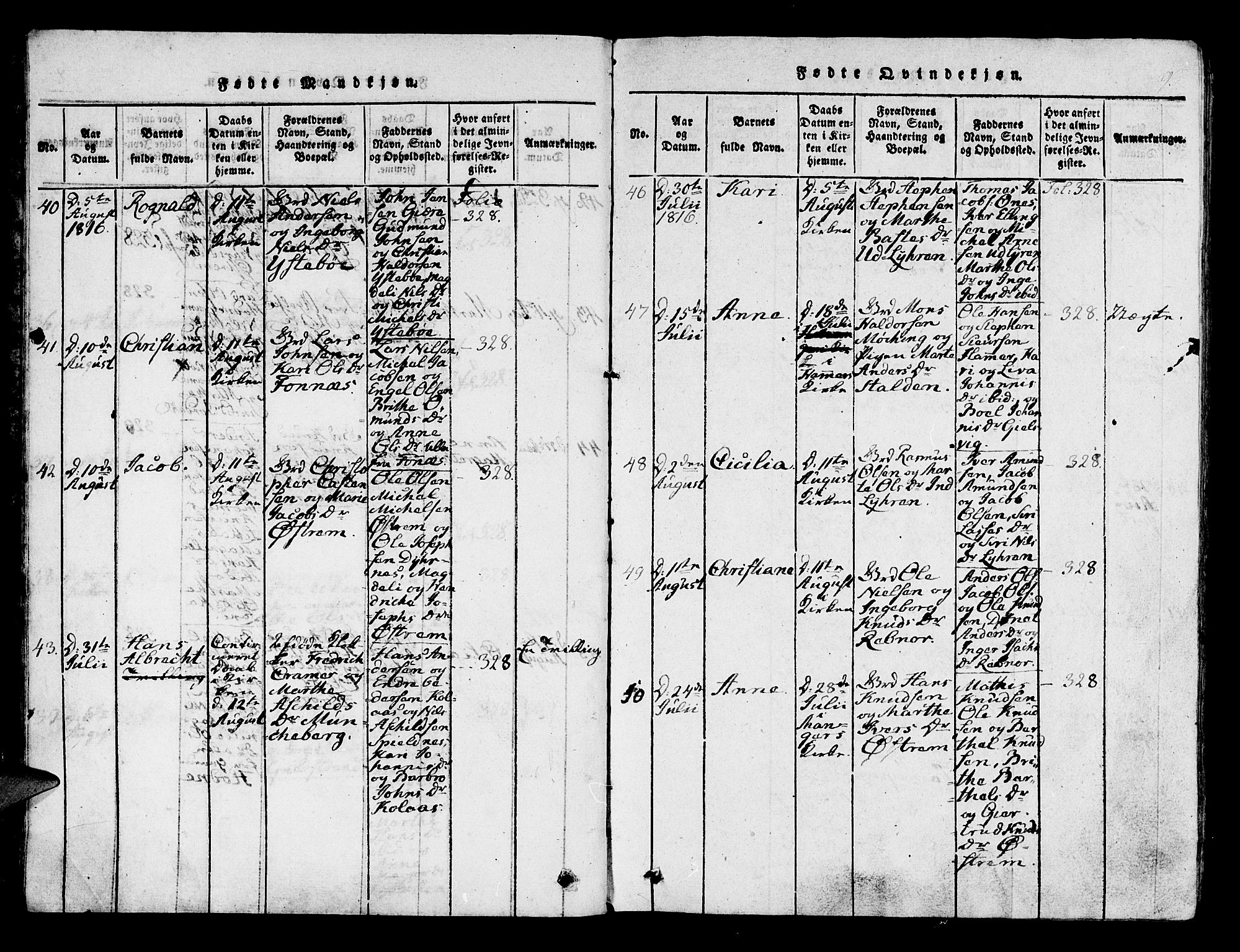 Lindås Sokneprestembete, SAB/A-76701/H/Haa: Parish register (official) no. A 7, 1816-1823, p. 9