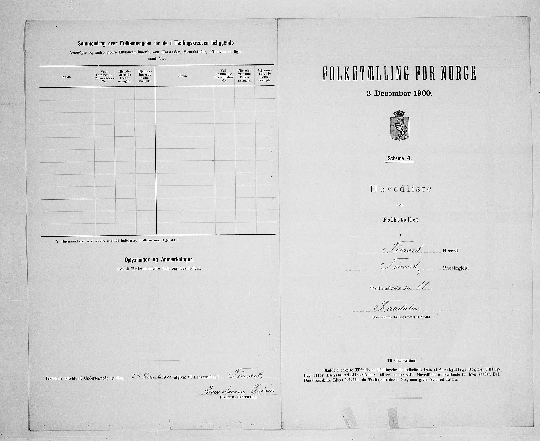 SAH, 1900 census for Tynset, 1900, p. 39