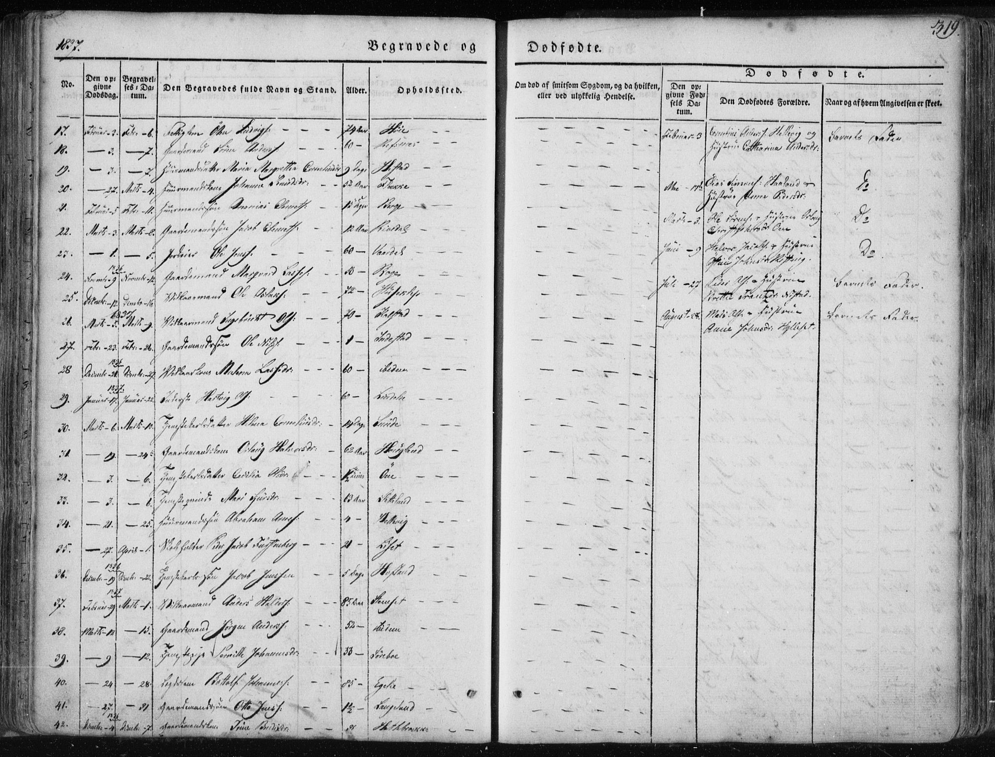 Fjaler sokneprestembete, SAB/A-79801/H/Haa/Haaa/L0006: Parish register (official) no. A 6, 1835-1884, p. 319