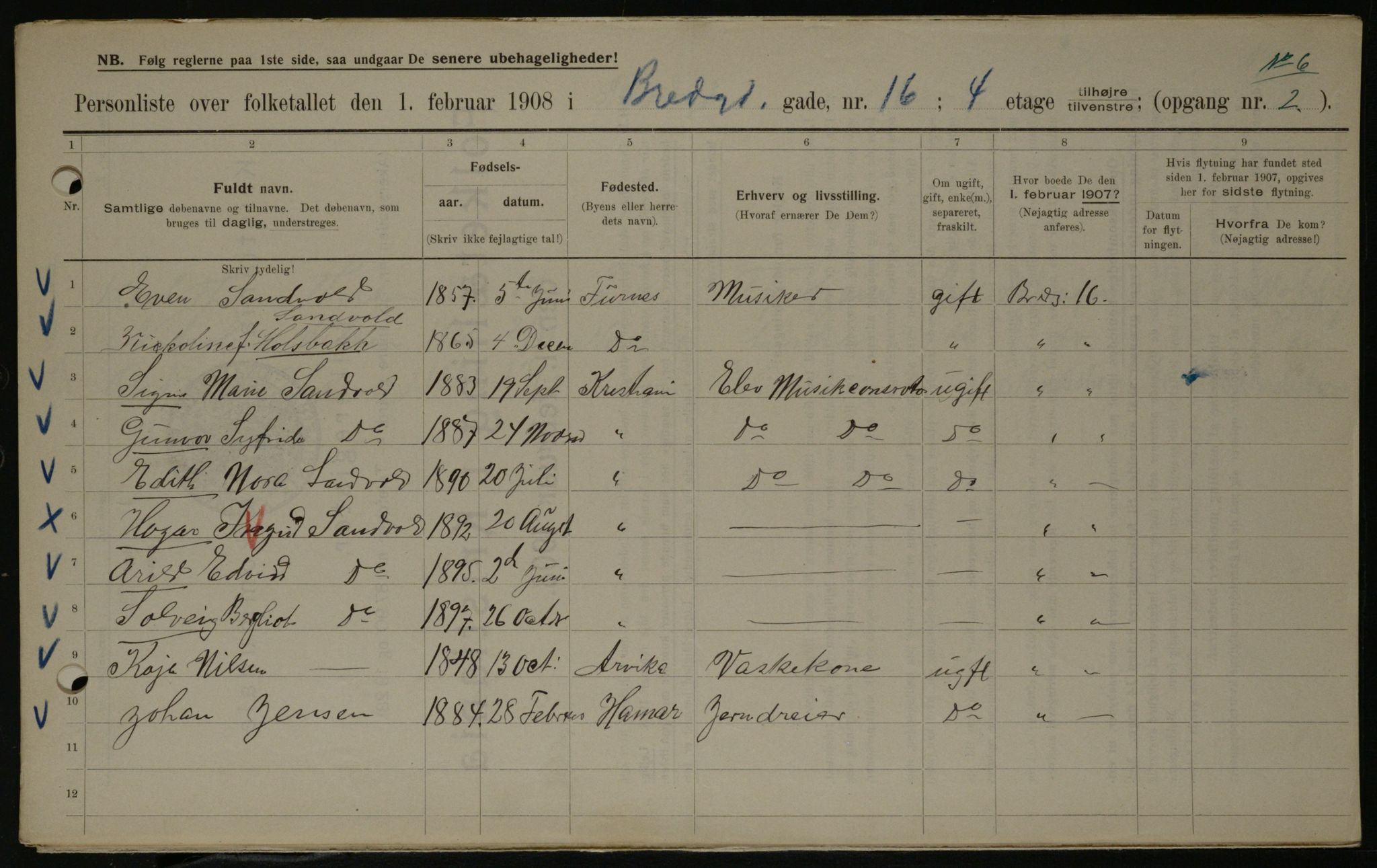 OBA, Municipal Census 1908 for Kristiania, 1908, p. 7935