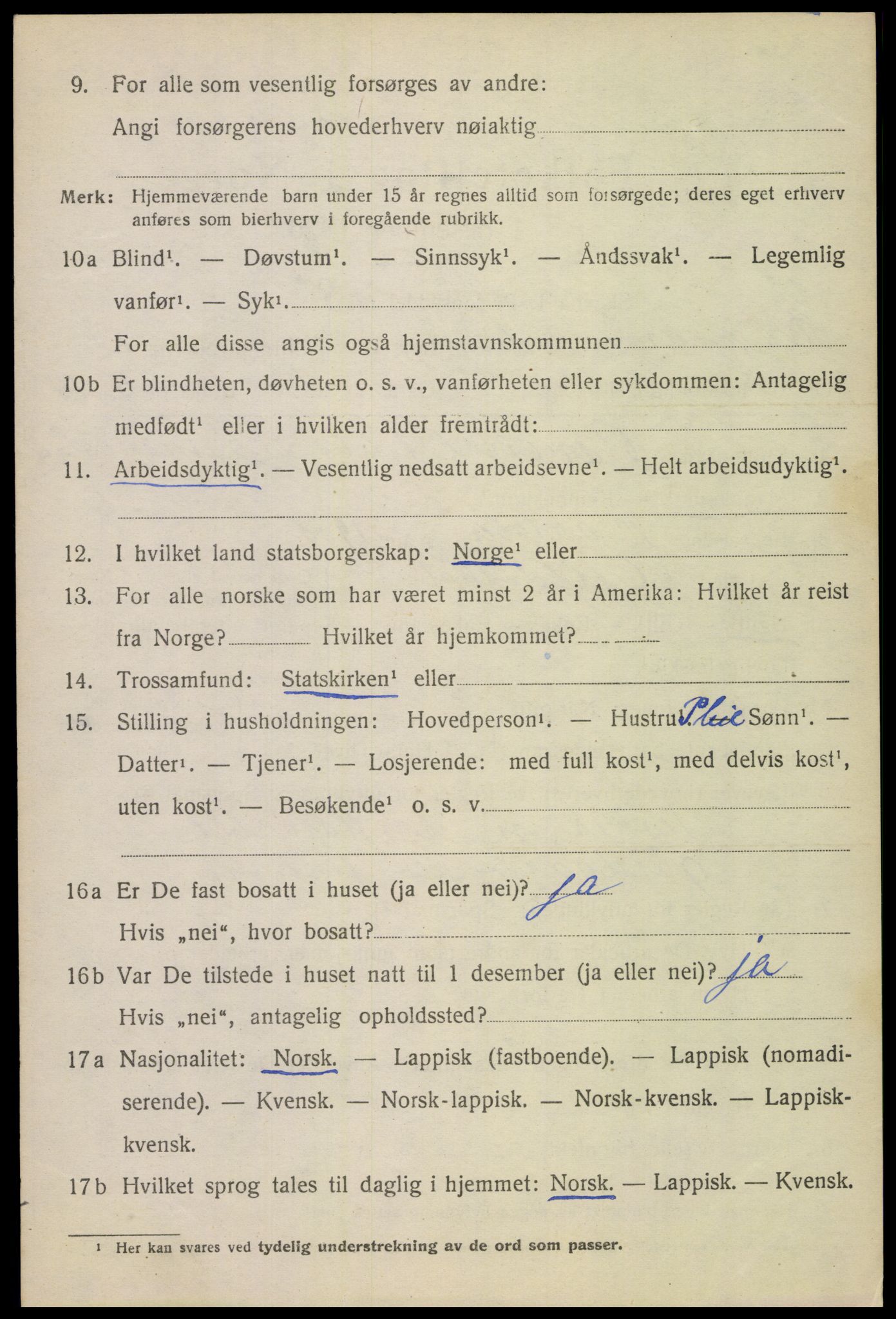 SAT, 1920 census for Bodin, 1920, p. 1961