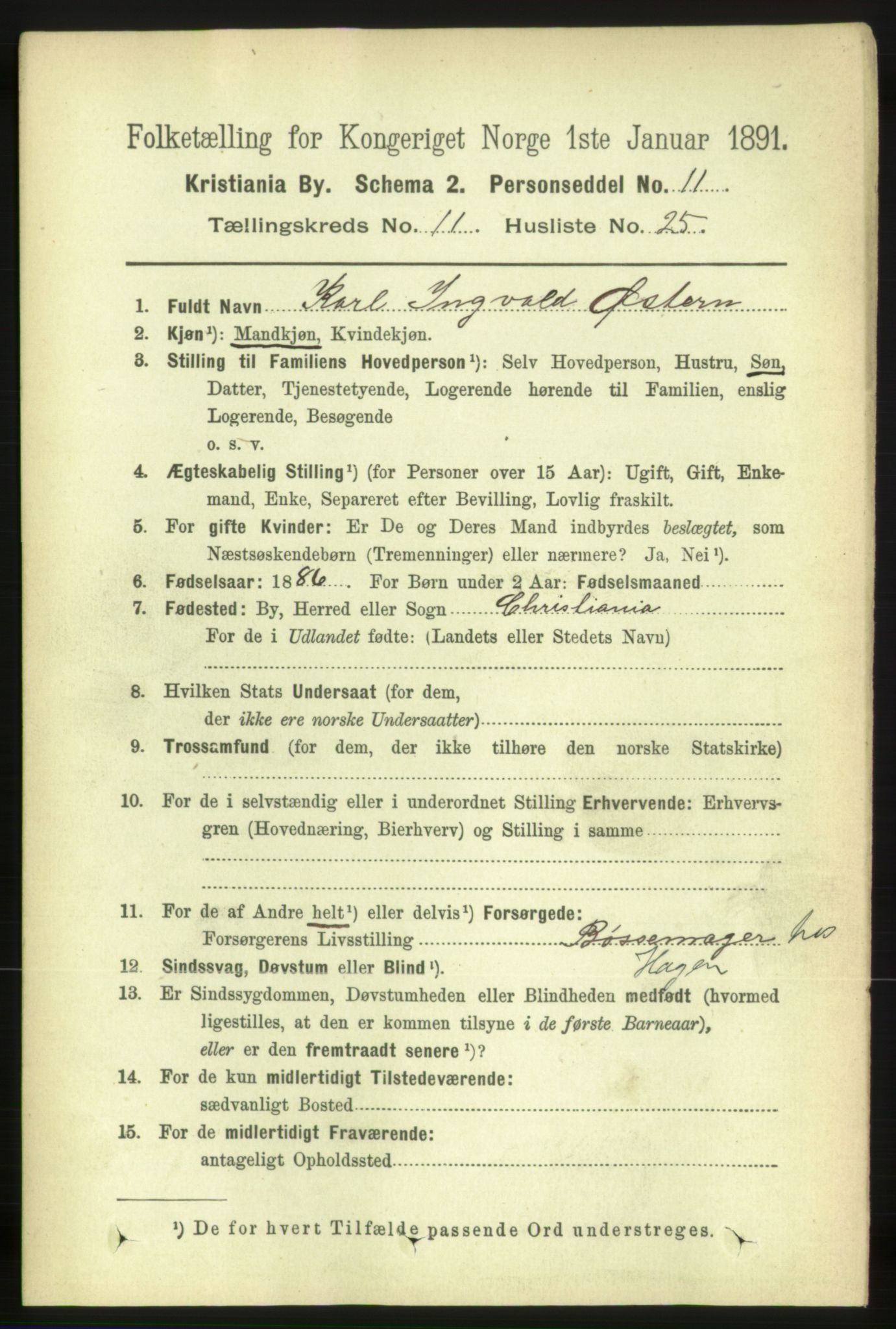 RA, 1891 census for 0301 Kristiania, 1891, p. 5293