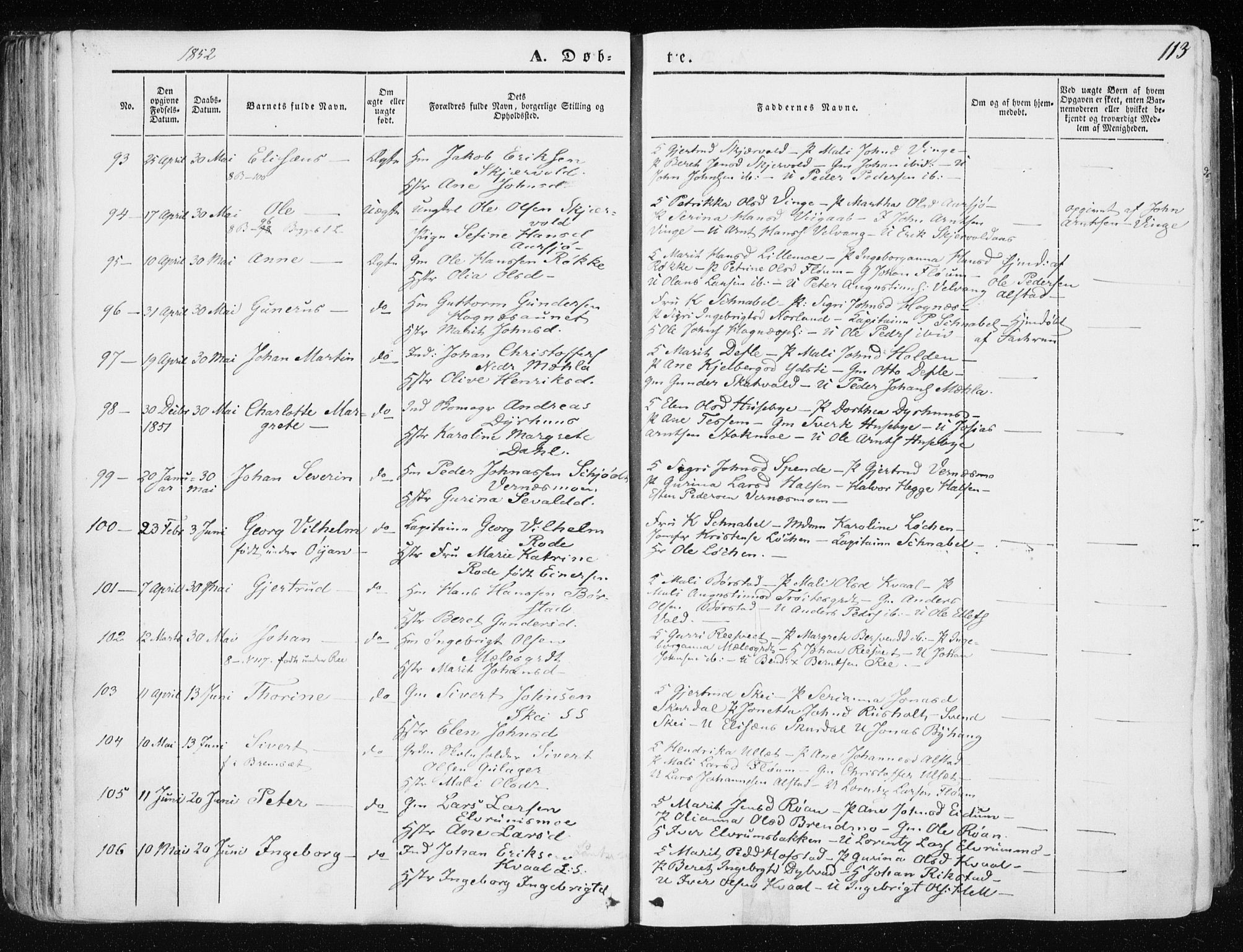Ministerialprotokoller, klokkerbøker og fødselsregistre - Nord-Trøndelag, SAT/A-1458/709/L0074: Parish register (official) no. 709A14, 1845-1858, p. 113