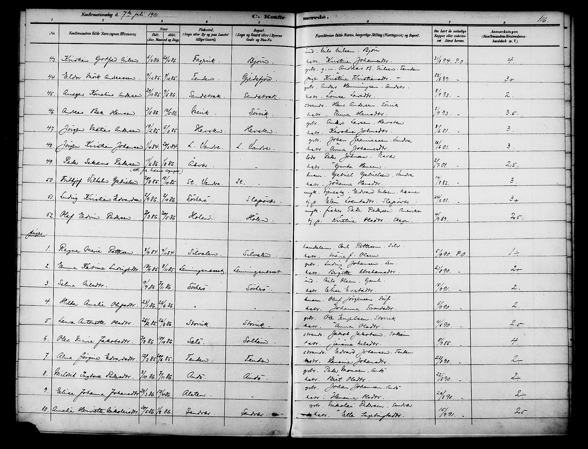 Ministerialprotokoller, klokkerbøker og fødselsregistre - Nordland, AV/SAT-A-1459/834/L0508: Parish register (official) no. 834A06, 1892-1901, p. 116