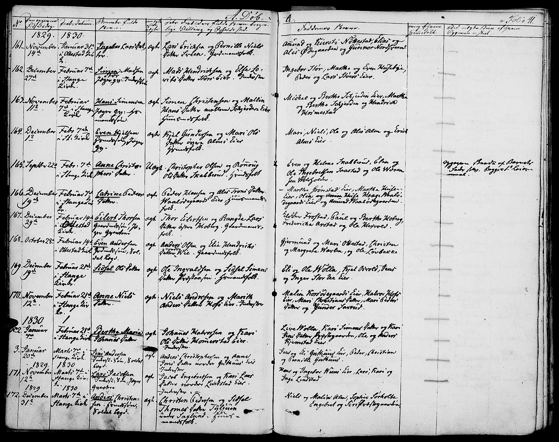 Stange prestekontor, AV/SAH-PREST-002/K/L0009: Parish register (official) no. 9, 1826-1835, p. 41