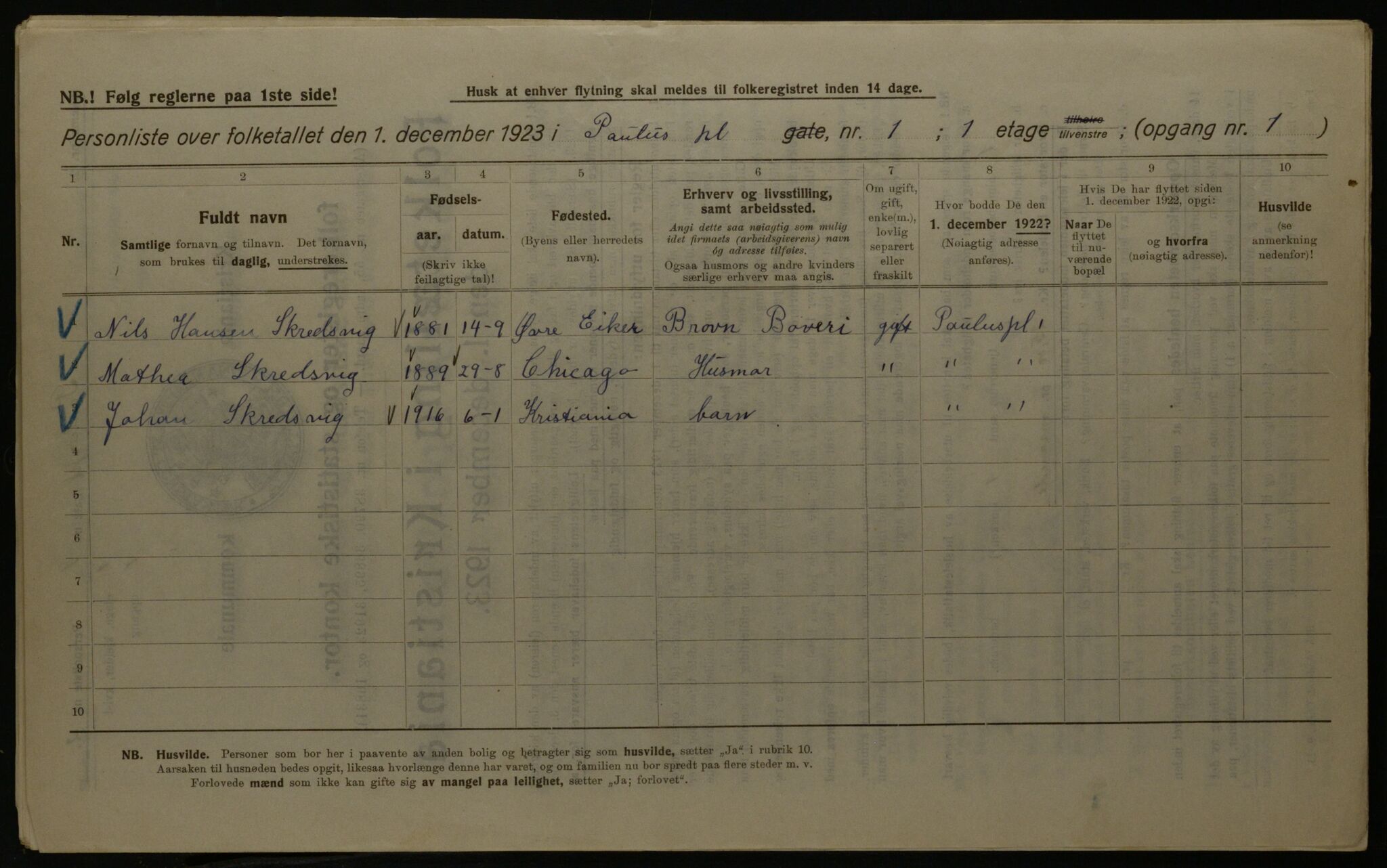 OBA, Municipal Census 1923 for Kristiania, 1923, p. 86587