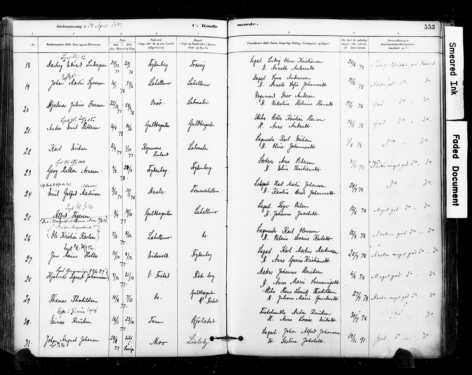 Glemmen prestekontor Kirkebøker, SAO/A-10908/F/Fa/L0011: Parish register (official) no. 11, 1878-1917, p. 553