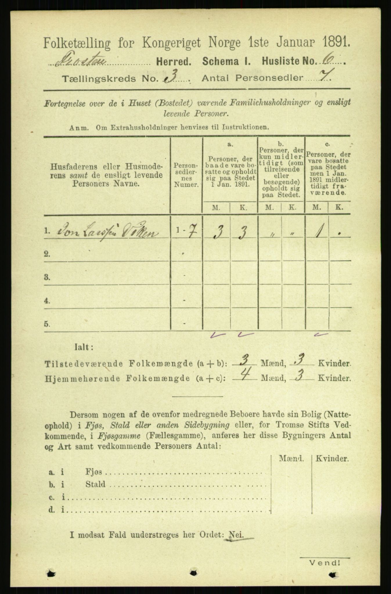 RA, 1891 census for 1717 Frosta, 1891, p. 1776