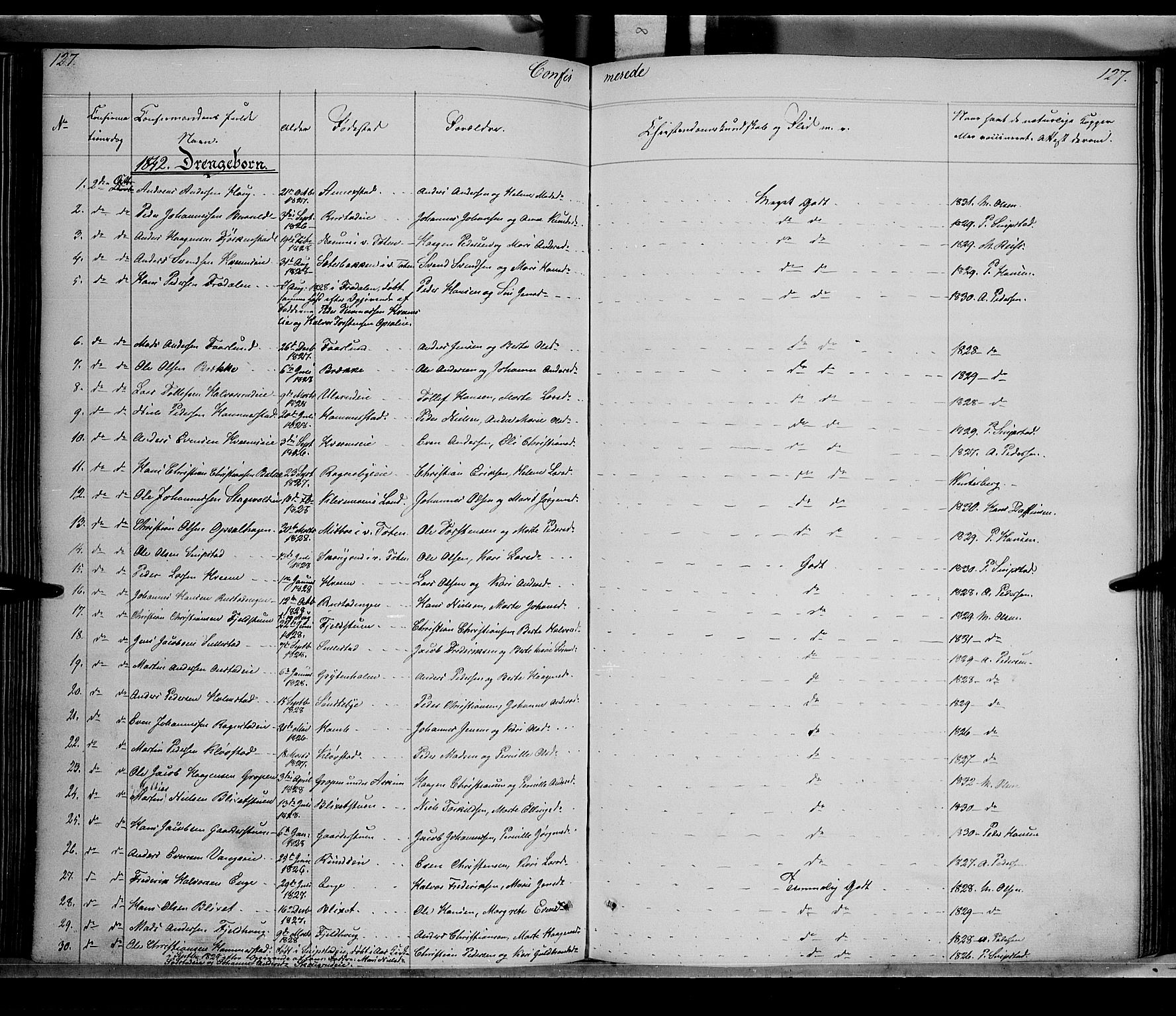 Østre Toten prestekontor, SAH/PREST-104/H/Ha/Haa/L0002: Parish register (official) no. 2, 1840-1847, p. 127
