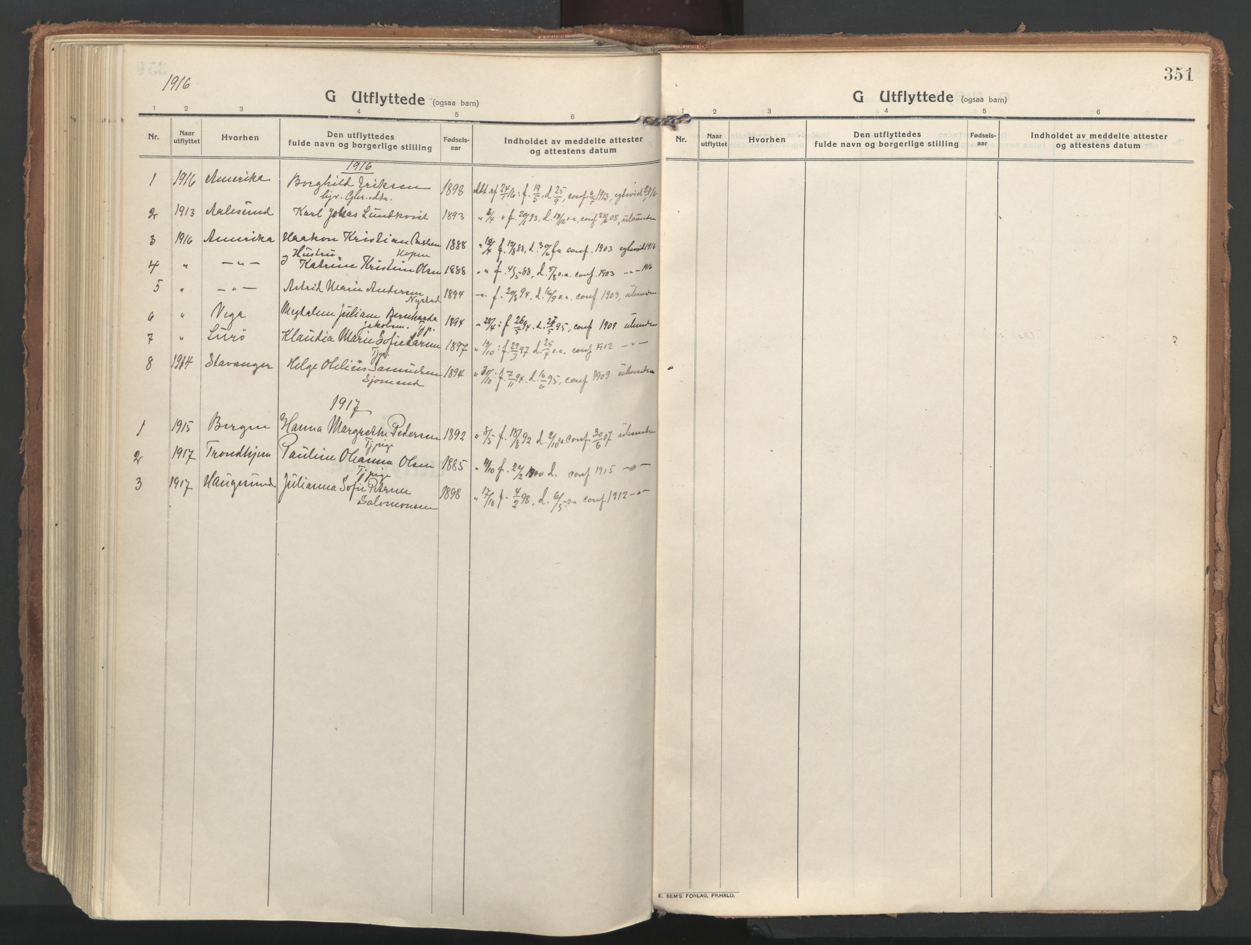 Ministerialprotokoller, klokkerbøker og fødselsregistre - Nordland, SAT/A-1459/802/L0060: Parish register (official) no. 802A07, 1916-1933, p. 351