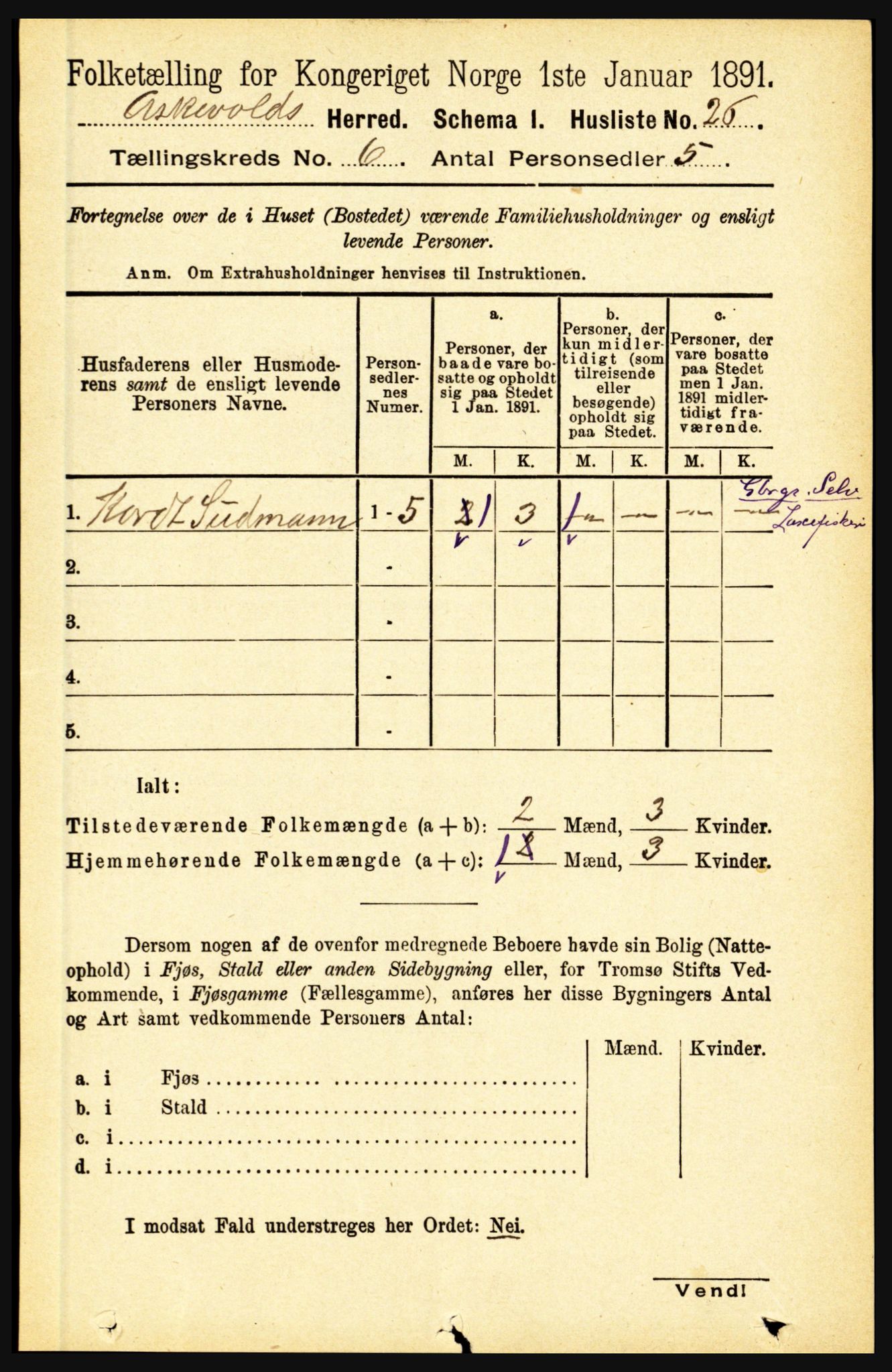 RA, 1891 census for 1428 Askvoll, 1891, p. 1676