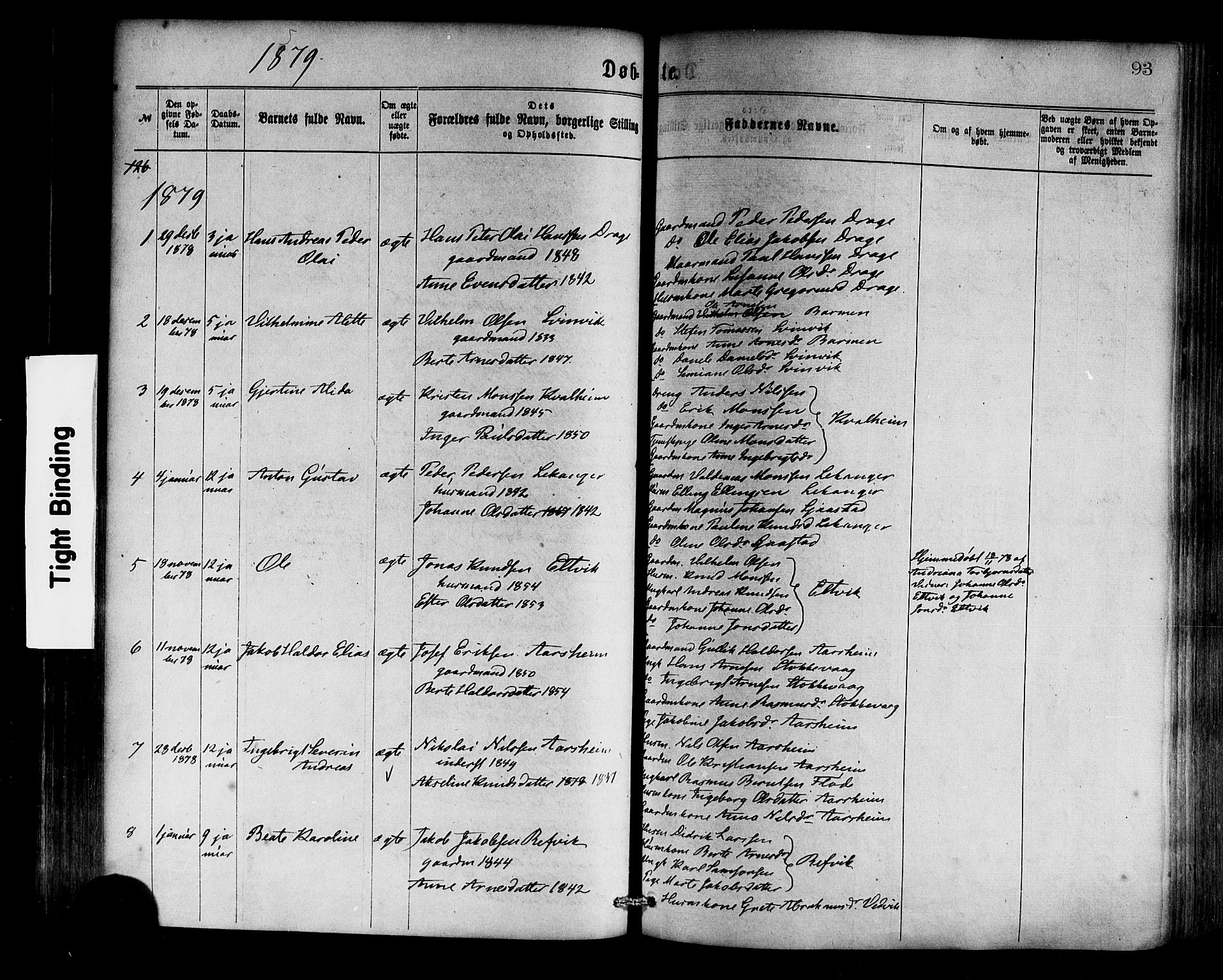 Selje sokneprestembete, SAB/A-99938/H/Ha/Haa/Haaa: Parish register (official) no. A 12, 1870-1880, p. 93