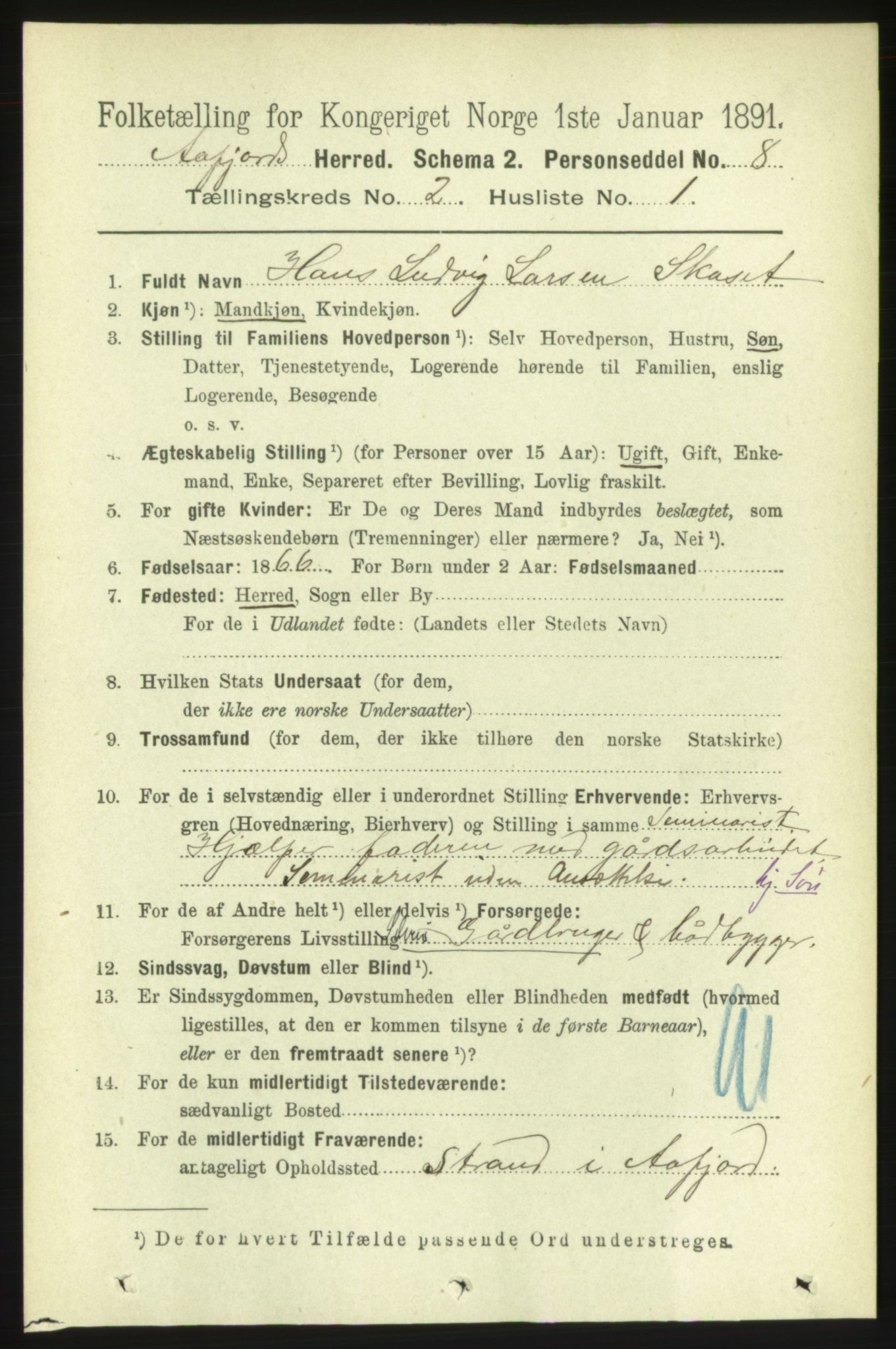 RA, 1891 census for 1630 Åfjord, 1891, p. 384