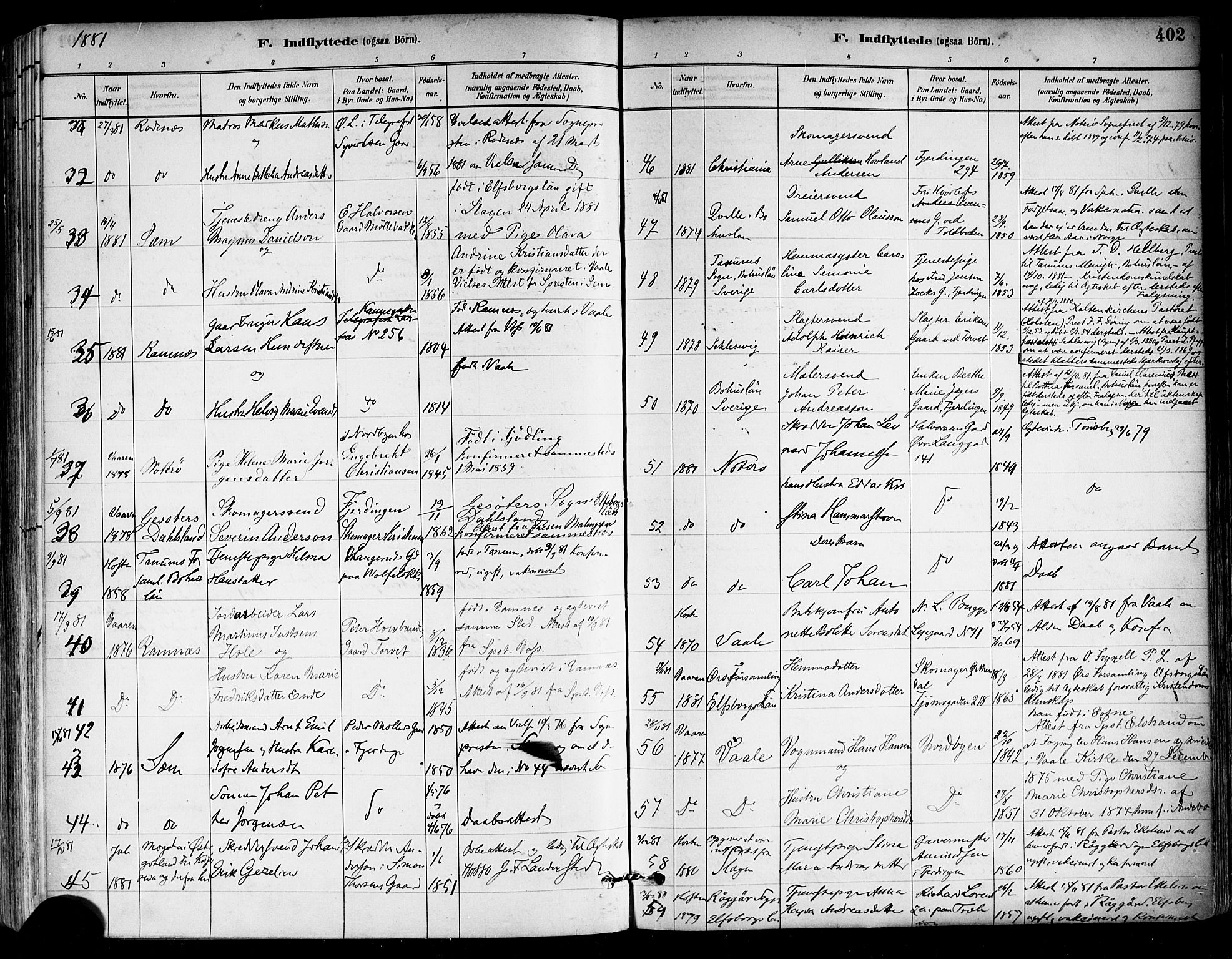 Tønsberg kirkebøker, AV/SAKO-A-330/F/Fa/L0011: Parish register (official) no. I 11, 1881-1890, p. 402