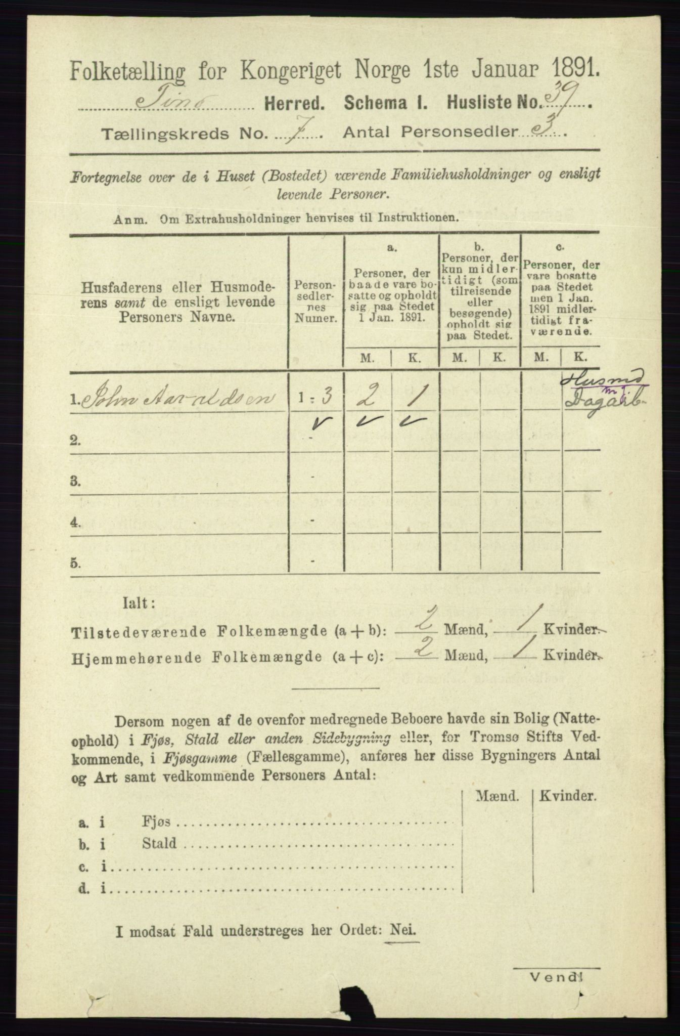 RA, 1891 census for 0826 Tinn, 1891, p. 1435